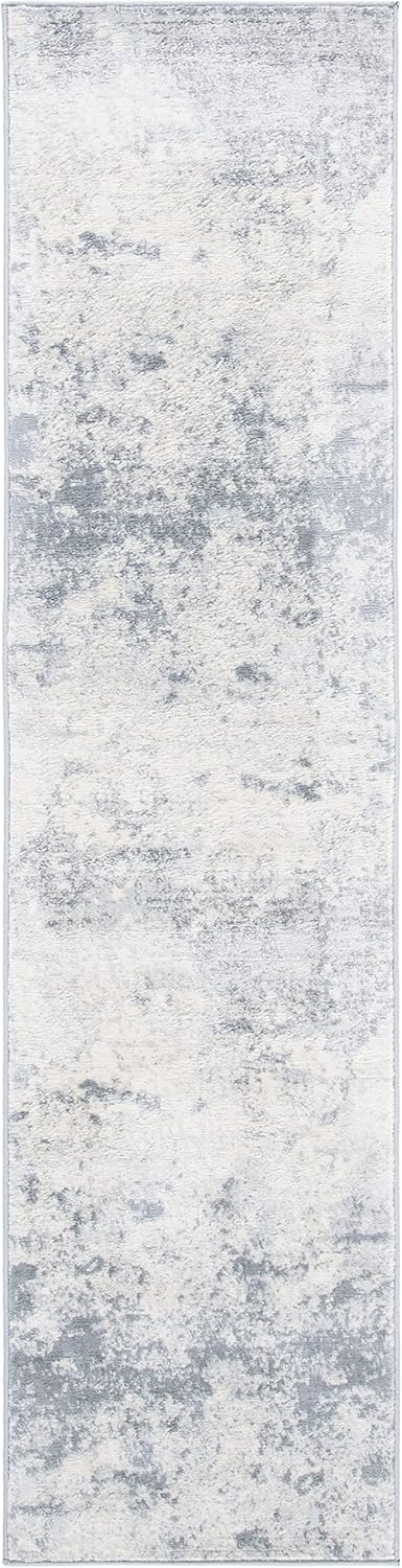 SAFAVIEH Brentwood Collection – Alfombra de pasillo de 2 x 12 pies, color gris y marfil, diseño abstracto moderno, no desprende pelusa y de fácil