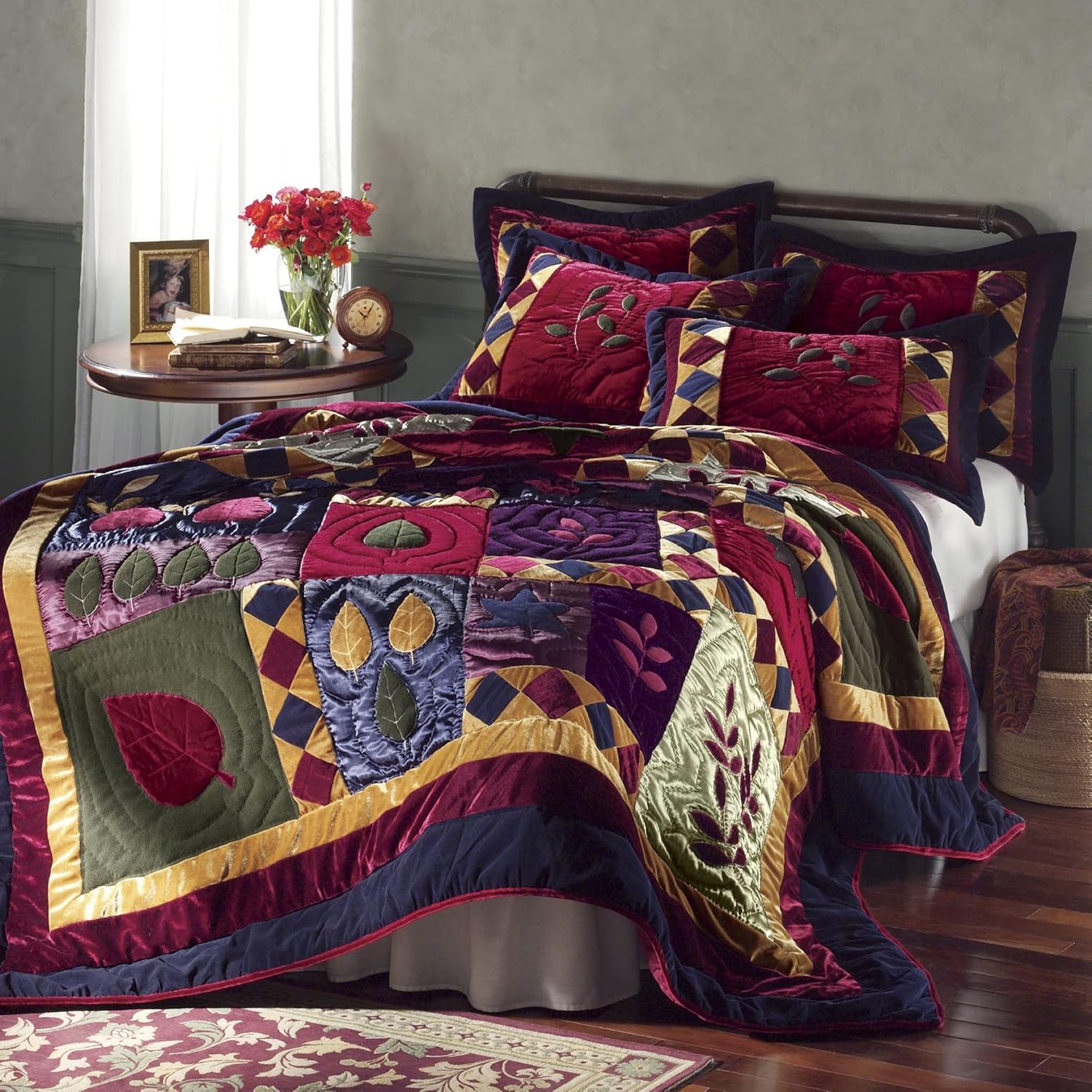 Montgomery Ward Velvet Dreams – Edredón para tamaño matrimonialqueen, lujoso, diseño de terciopelo acolchado a mano, ideal para todas las estaciones