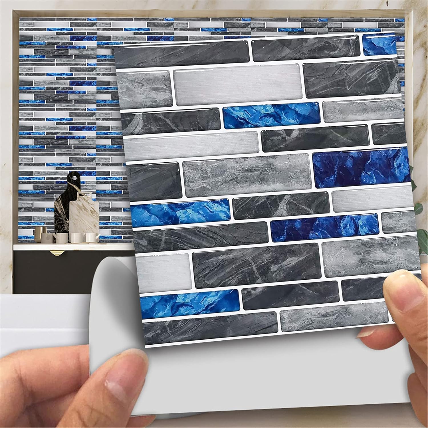 10 calcomanías autoadhesivas 3D para azulejos de pared, adhesivos decorativos para azulejos de cocina, tocadores de baño, decoración de chimenea,