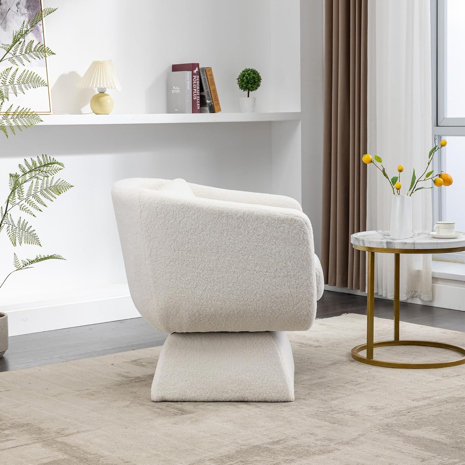FXLCMUS Cómoda silla giratoria de 28 pulgadas, silla giratoria de 360 grados con tela de bucle, sillas de lectura ergonómicas para dormitorio y sala