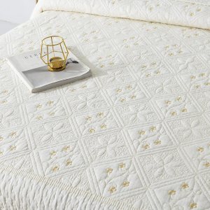 Brandream Juego de edredón blanco crema, tamaño Queen, juego de edredón vintage, juego de colcha de Matelasse Brandream Juego de edredón blanco crema, tamaño Queen, juego de edredón vintage, juego de colcha de Matelasse