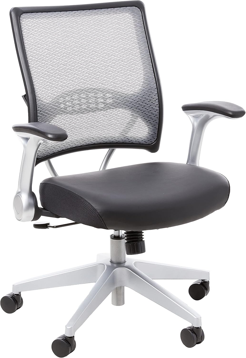 Avenue 6Office Star 67-e36N61r52-to-1Synchro Luz Professional Airgrid parte posterior y revestimiento negro silla de ejecutivo Eco Asiento de piel