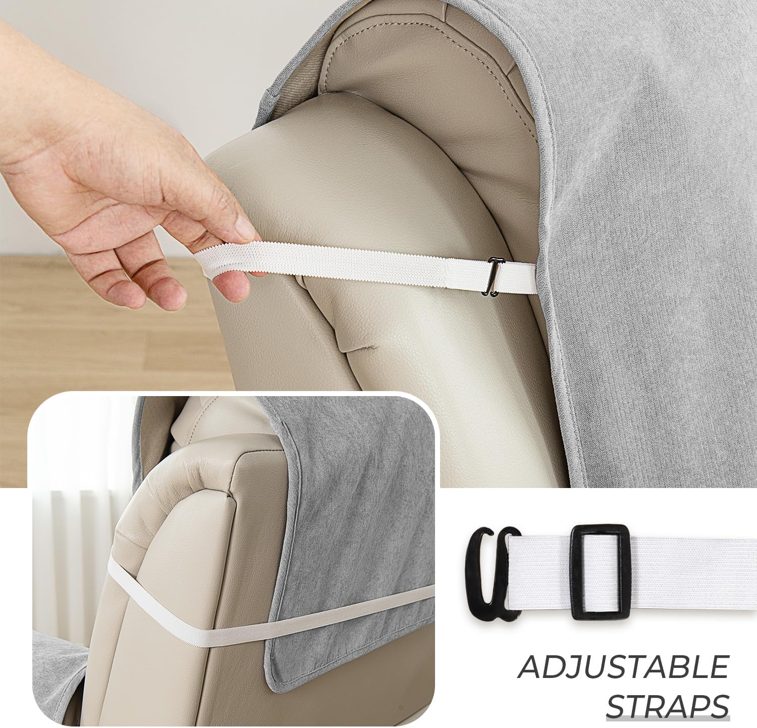 Funda acolchada impermeable para sofá, protector de muebles RBSC, funda de sofá lavable con correas elásticas para niños, perros, mascotas