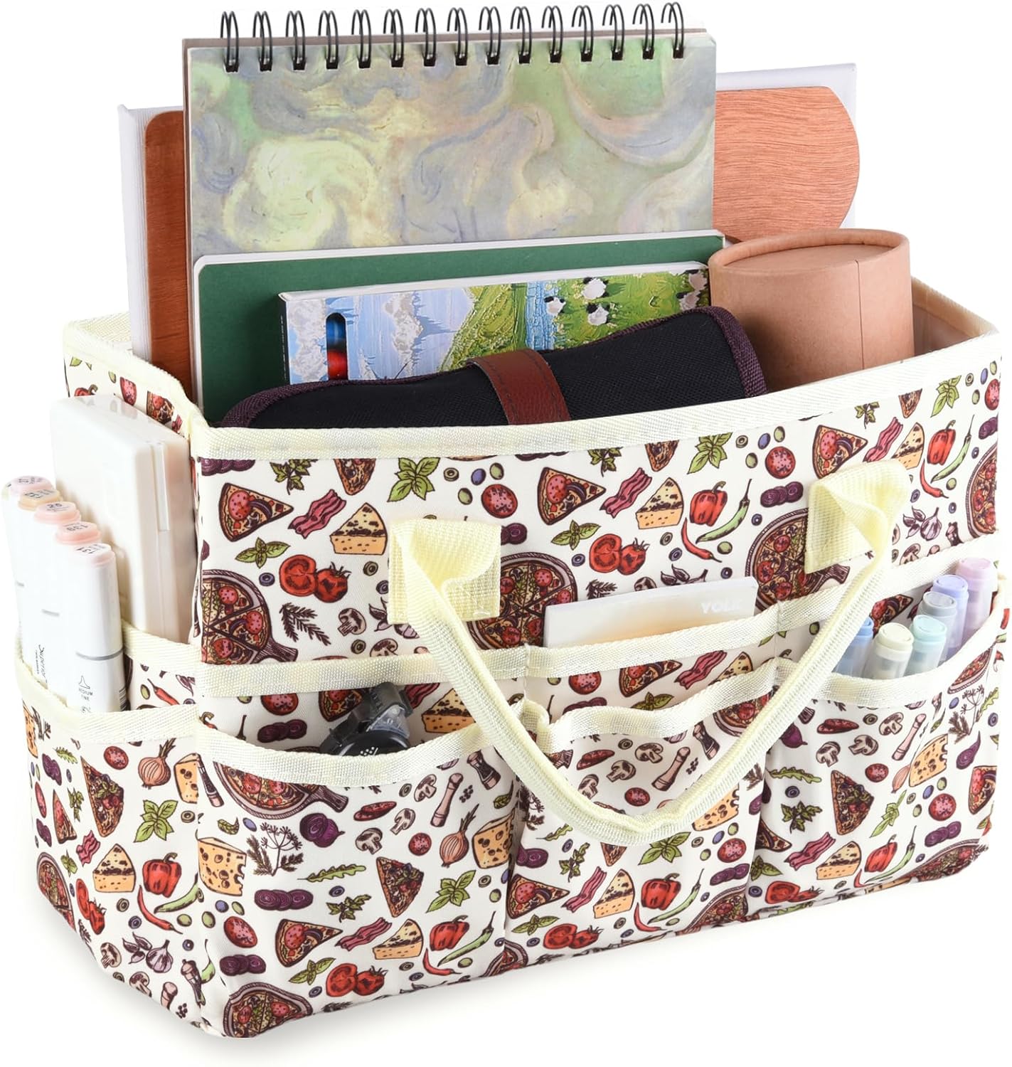 qianshan Bolsa organizadora de manualidades con múltiples bolsillos, organizador grande de almacenamiento de arte con asas para arte, manualidades,