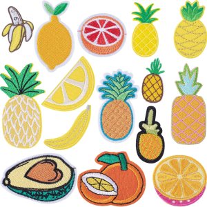 15 parches bordados de frutas, bonitos parches para planchar o coser para alimentos, adecuados para ropa, vestidos, jeans, pantalones, sombreros, 15 parches bordados de frutas, bonitos parches para planchar o coser para alimentos, adecuados para ropa, vestidos, jeans, pantalones, sombreros,