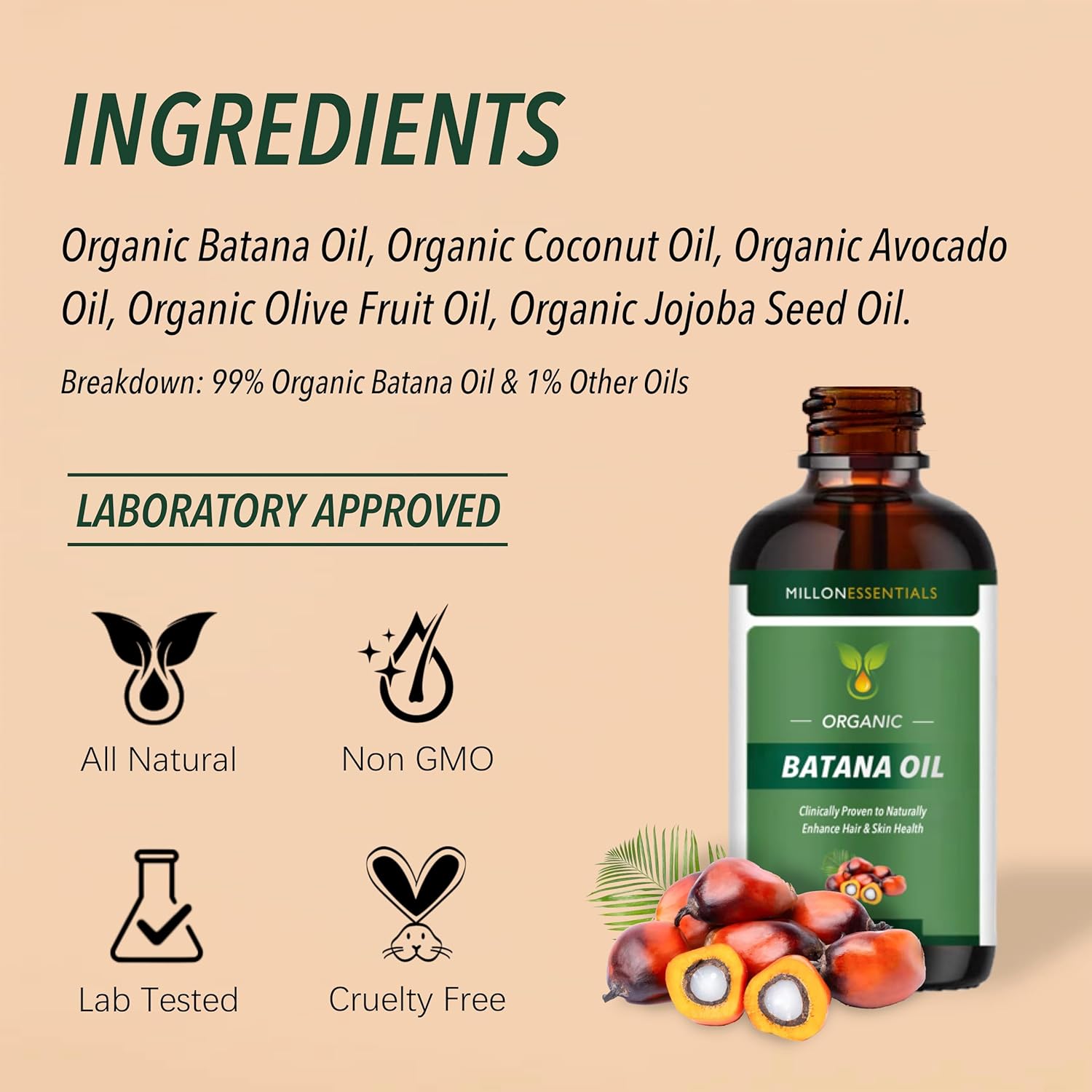 Aceite de batana orgánico puro de 4 onzas para el crecimiento del cabello y el bienestar de la piel, tratamiento nutritivo e hidratante de Honduras,