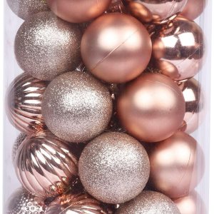 YYCRAFT Adornos de bola de Navidad de 34 quilates de 2.2 pulgadas para árbol de Navidad, decoraciones de Navidad, ganchos inastillables incluidos YYCRAFT Adornos de bola de Navidad de 34 quilates de 2.2 pulgadas para árbol de Navidad, decoraciones de Navidad, ganchos inastillables incluidos