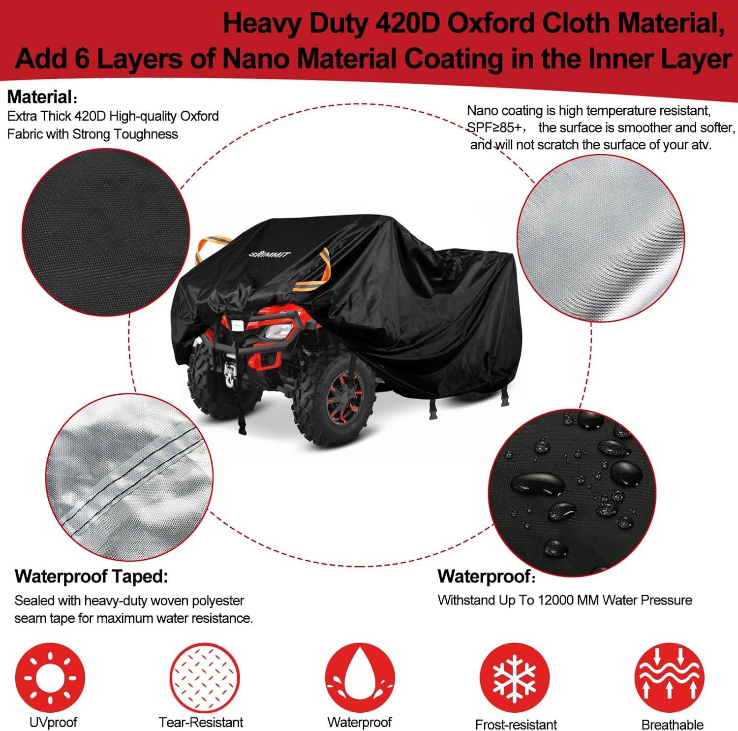 Cubierta mejorada para cuatrimoto, resistente al agua, para exteriores, para todo tipo de clima, apta para Kawasaki, Honda, Polaris, Yamaha, Arctic
