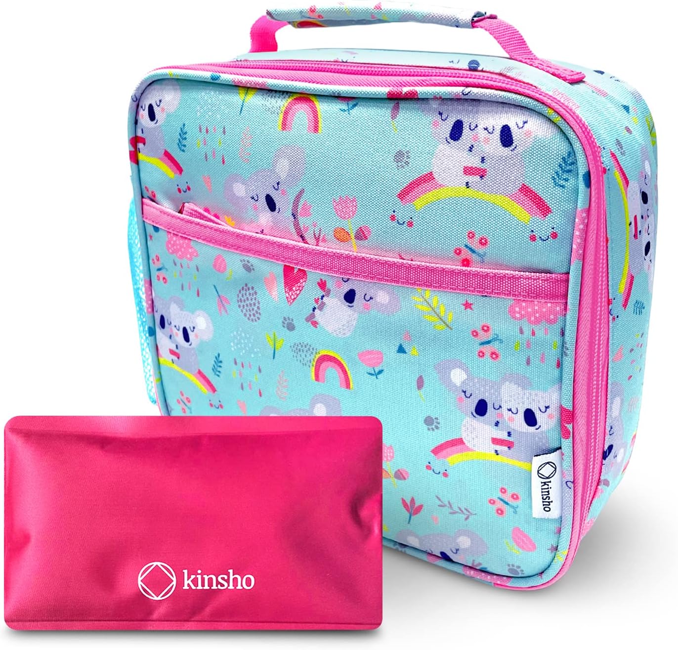 kinsho Lonchera para niños con bolsa de hielo, lonchera aislada para niñas pequeñas, guardería, preescolar, cajas grandes para almuerzos infantiles,