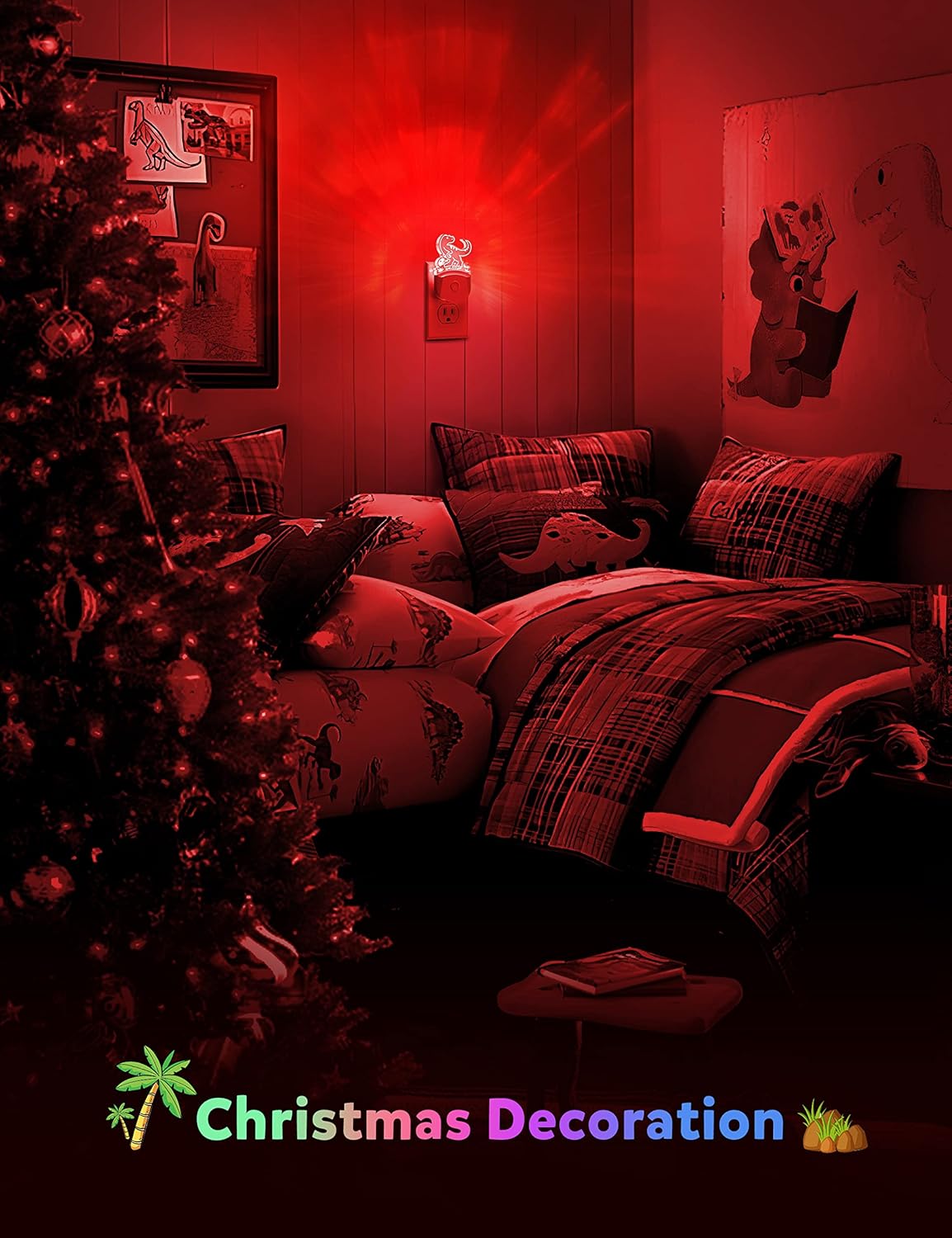 Luz nocturna de dinosaurio para niños 2 unidades, 8 colores cambiantes de luz nocturna para niños, luz nocturna de bebé con sensor de atardecer a