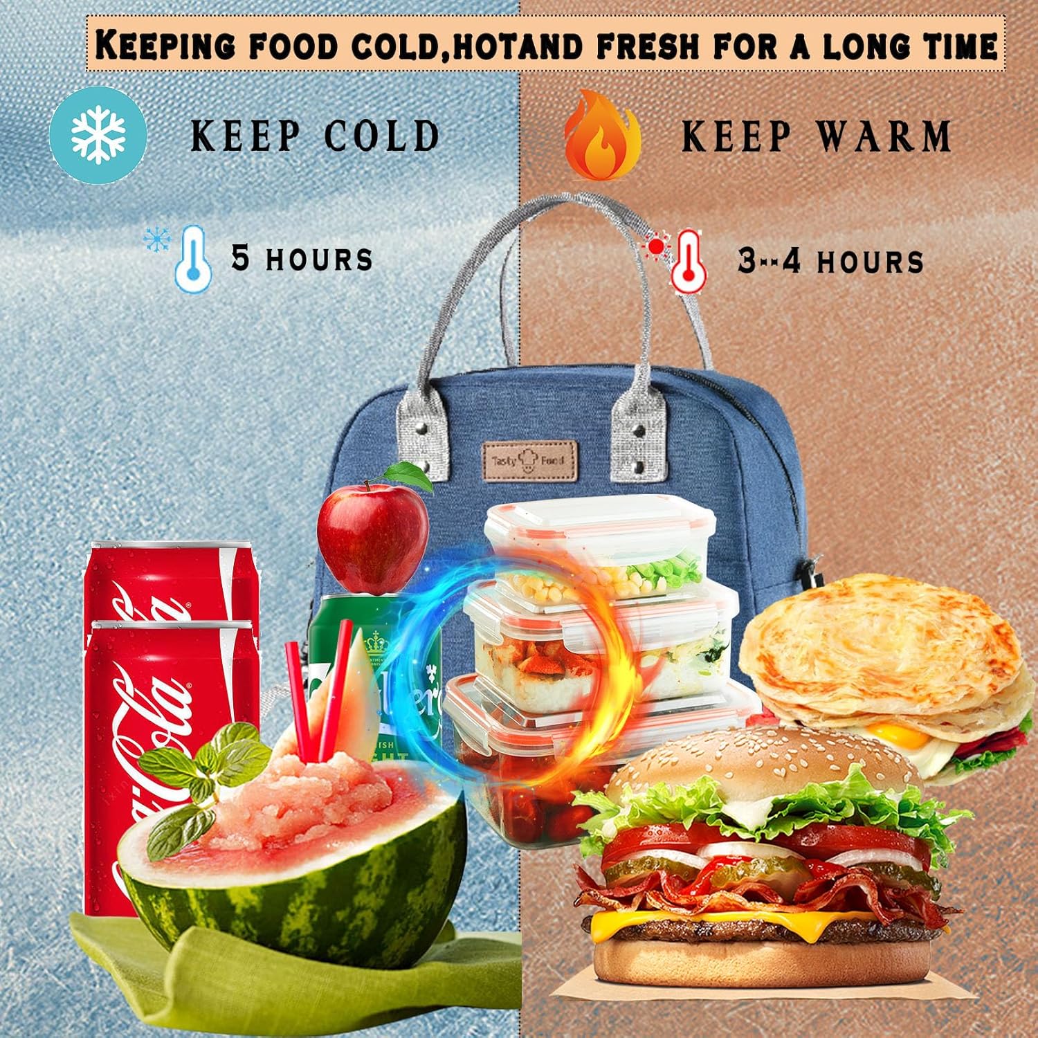 Lonchera térmica para mujeres y hombres, bolsa de almuerzo grande reutilizable con cinturón de hombro ajustable, bolsa térmica portátil para el