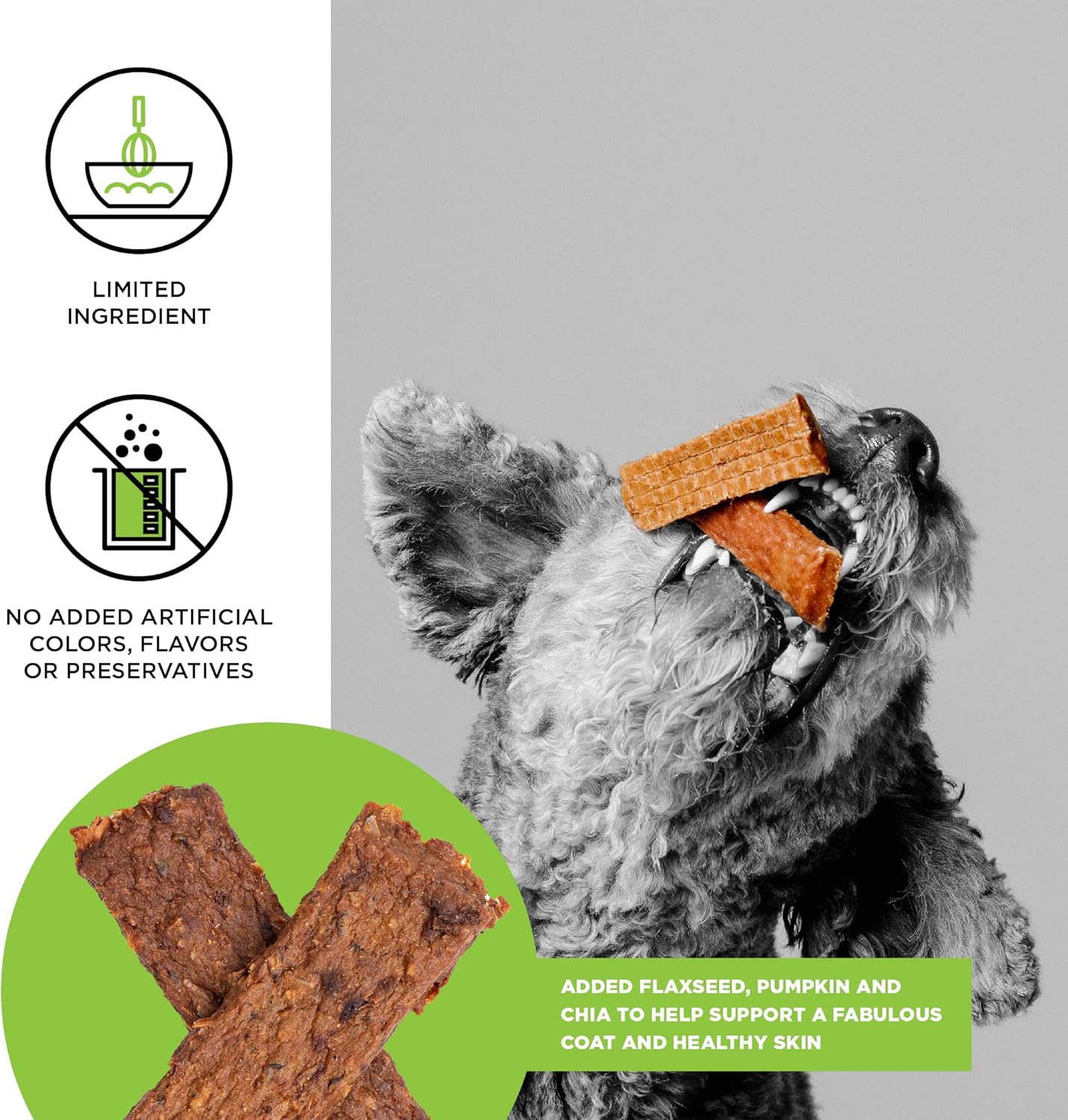 BIXBI – Golosinas para perros totalmente naturales, soporte para piel, inmune y articulaciones, sabor salmón, res y pollo