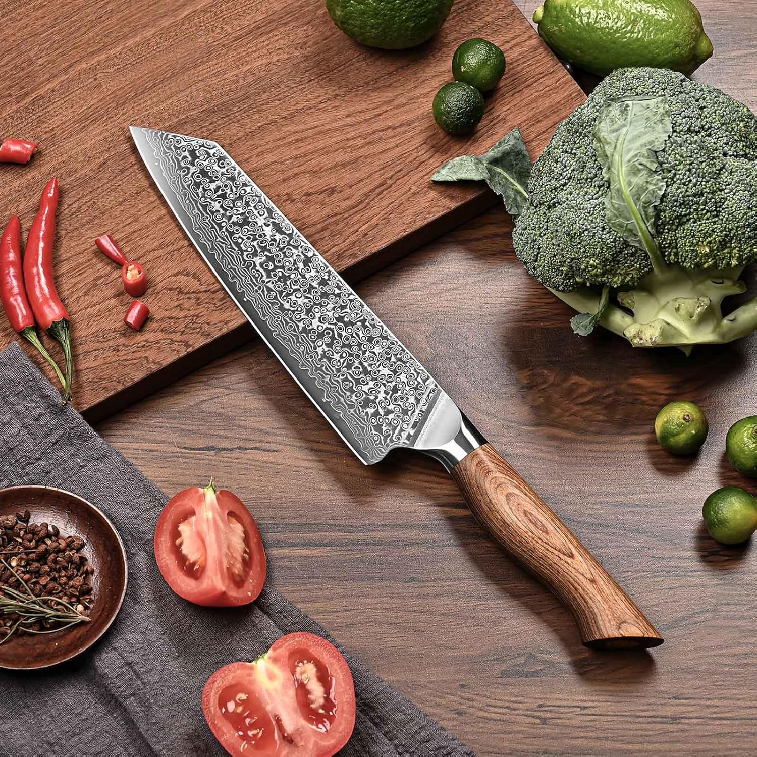 Cuchillo de chef japonés VG10 Core Cuchillo de cocina de 8 pulgadas, cuchillos de cocina profesionales Cuchillo de cocina afilado de acero de alto