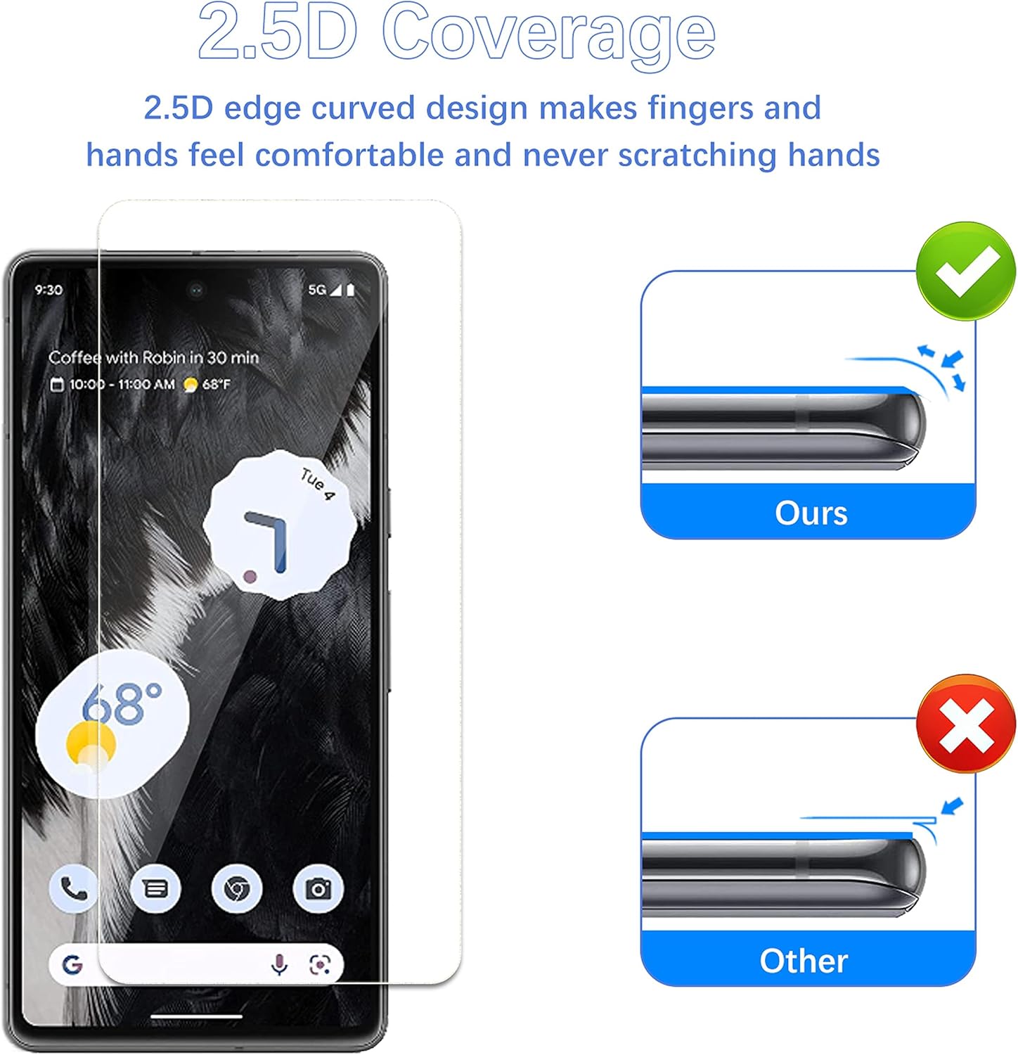 Paquete de 3 protectores de pantalla para Google Pixel 7 con 3 protectores de lente de cámara, vidrio templado 9H, sin burbujas, antiarañazos, fácil