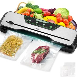 Máquina automática selladora al vacío de alimentos Aeitto 80KPa 8 en 1 ahorrador de vacío de alimentos con kits de inicio 15 bolsas, función de Máquina automática selladora al vacío de alimentos Aeitto 80KPa 8 en 1 ahorrador de vacío de alimentos con kits de inicio 15 bolsas, función de