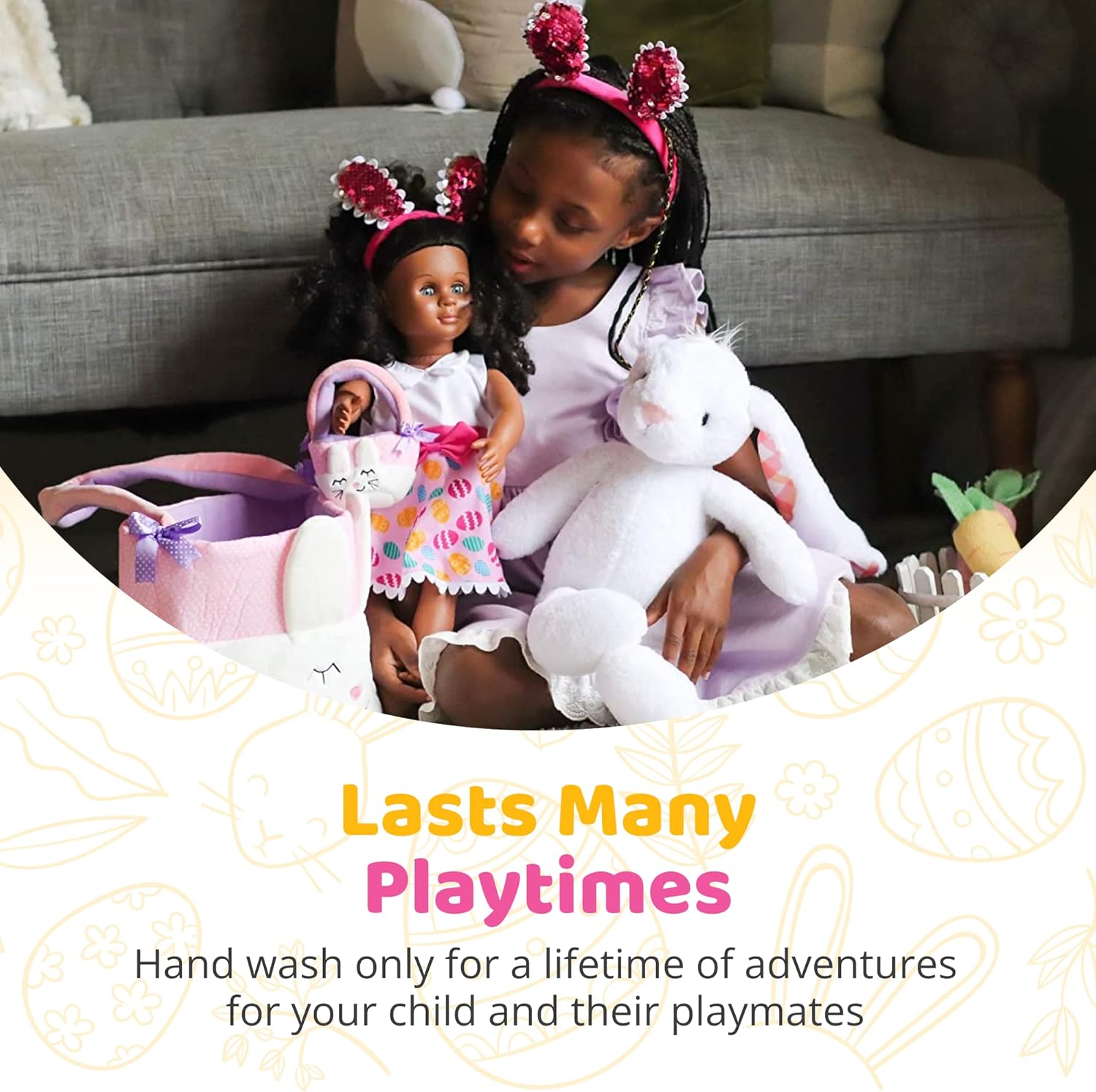 Playtime by Eimmie Conjunto de ropa y accesorios para muñecas, vestido de vacaciones de Pascua con accesorios a juego, se adapta a muñecas