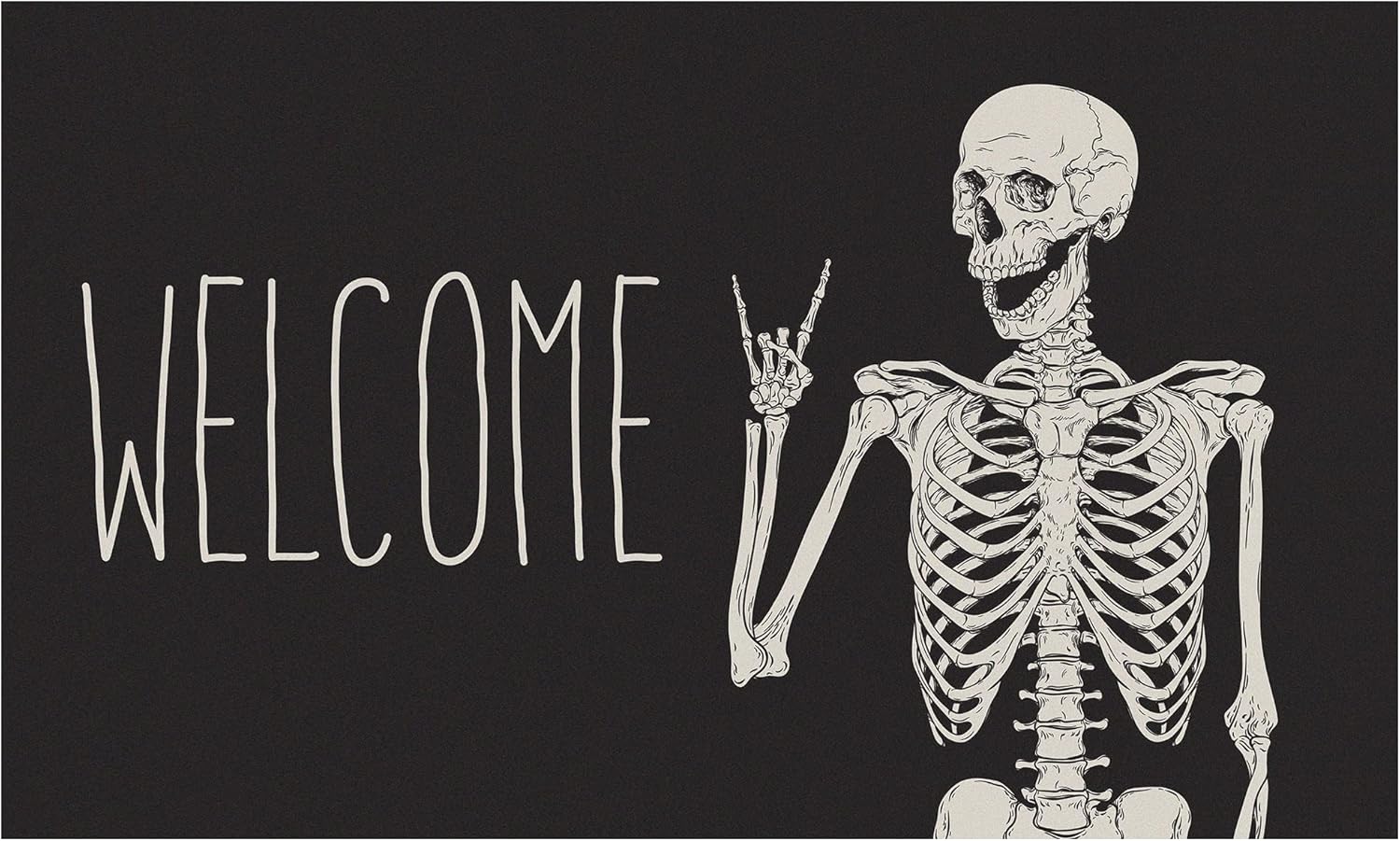 KBBMFEU Tapete de bienvenida antideslizante con diseño de calavera divertida para interiores y exteriores, decoración de fiesta de Halloween, 17 x