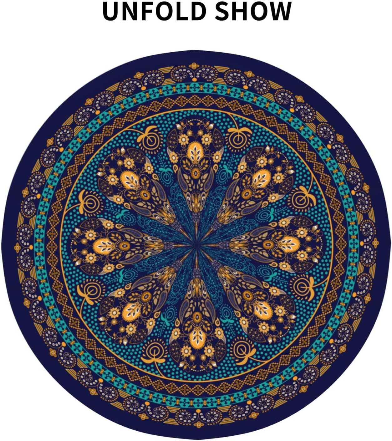 Rciokov Mantel redondo de mandala de cachemira de 60 pulgadas, resistente al agua, resistente a las manchas, mantel decorativo para pícnic, fiesta,