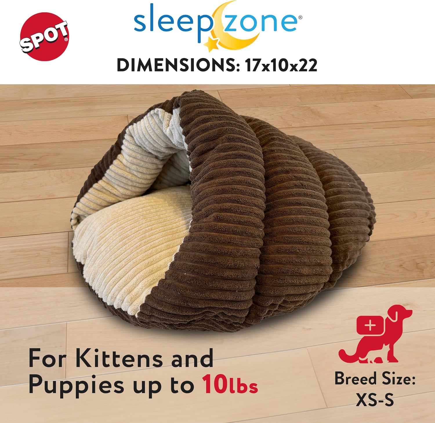 SPOT Sleep Zone Cuddle Cave – Cama tipo cueva para gatos de interior y mini perros, duradera, cómoda, lavable para gatitos y cachorros de menos de