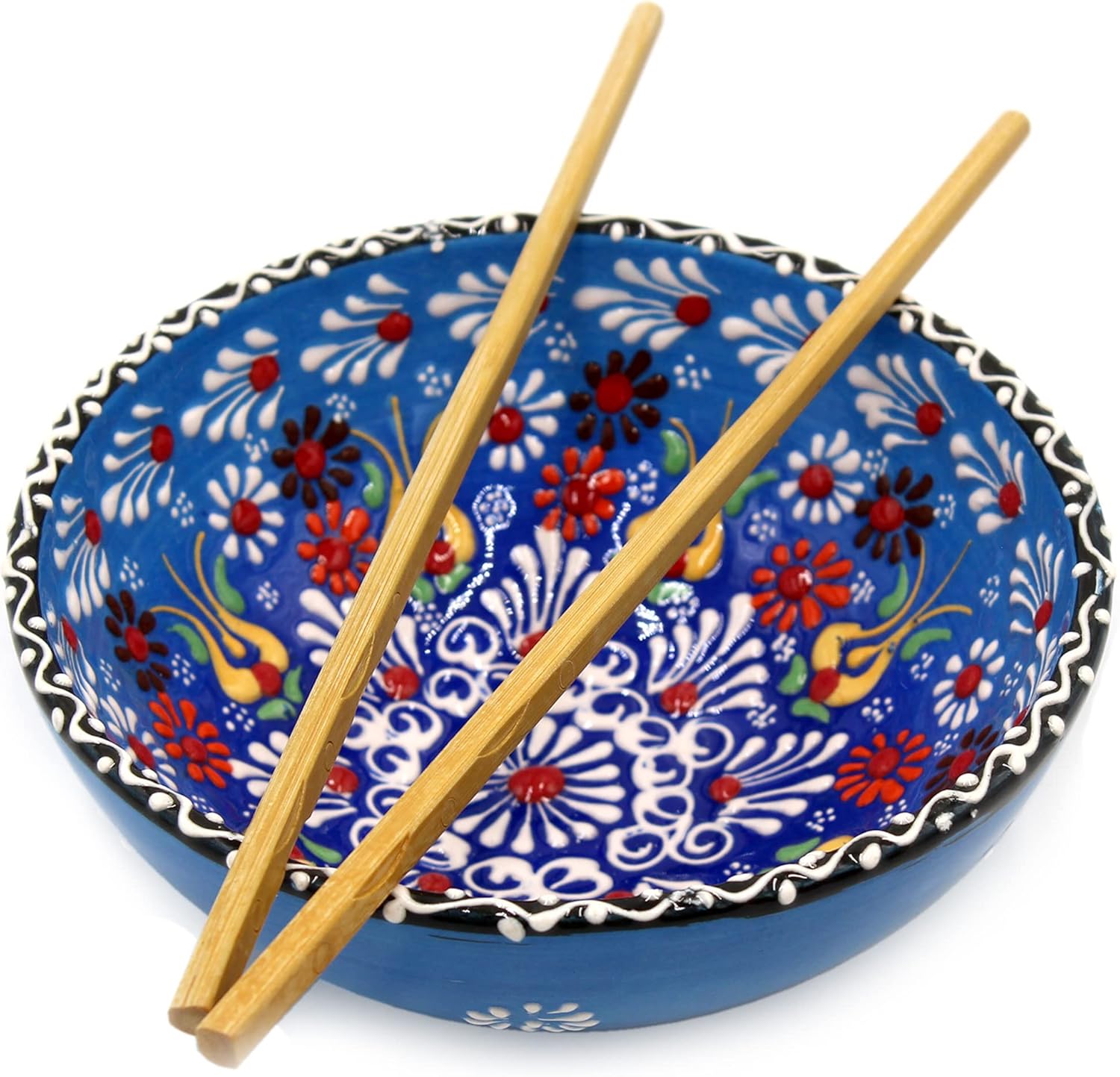 Küchengeräte Cuenco decorativo de cerámica turca pintado a mano de 6.2 pulgadas inc%100  Cuenco de servir hecho a mano para aperitivos, ensalada,
