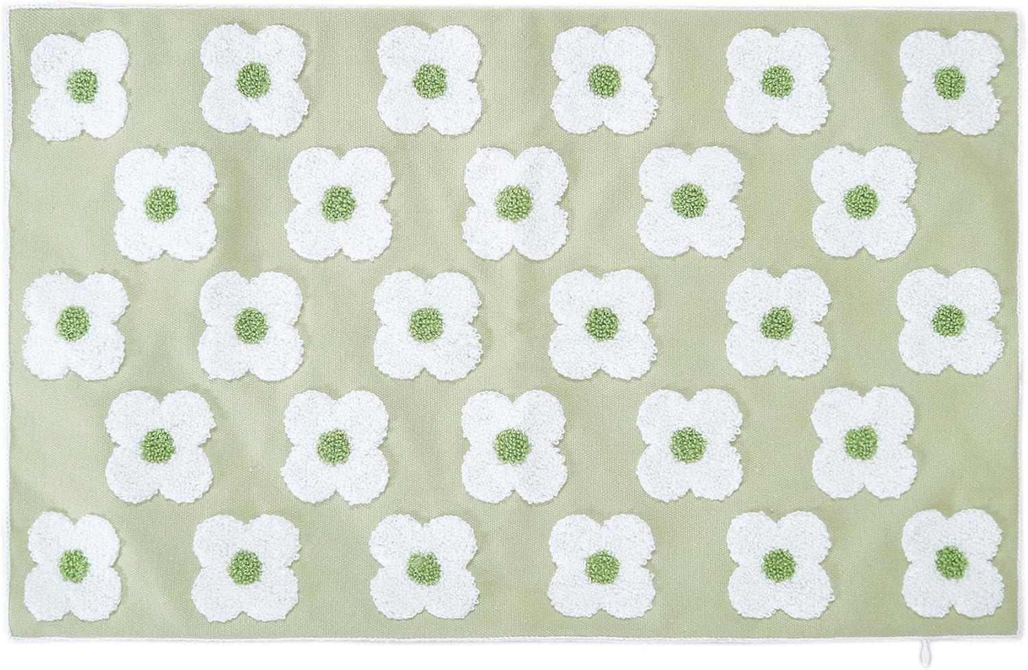 Funda de almohada bordada de 12 x 20 pulgadas, diseño floral verde claro, decoración del hogar, funda de almohada bordada de lona de algodón gruesa