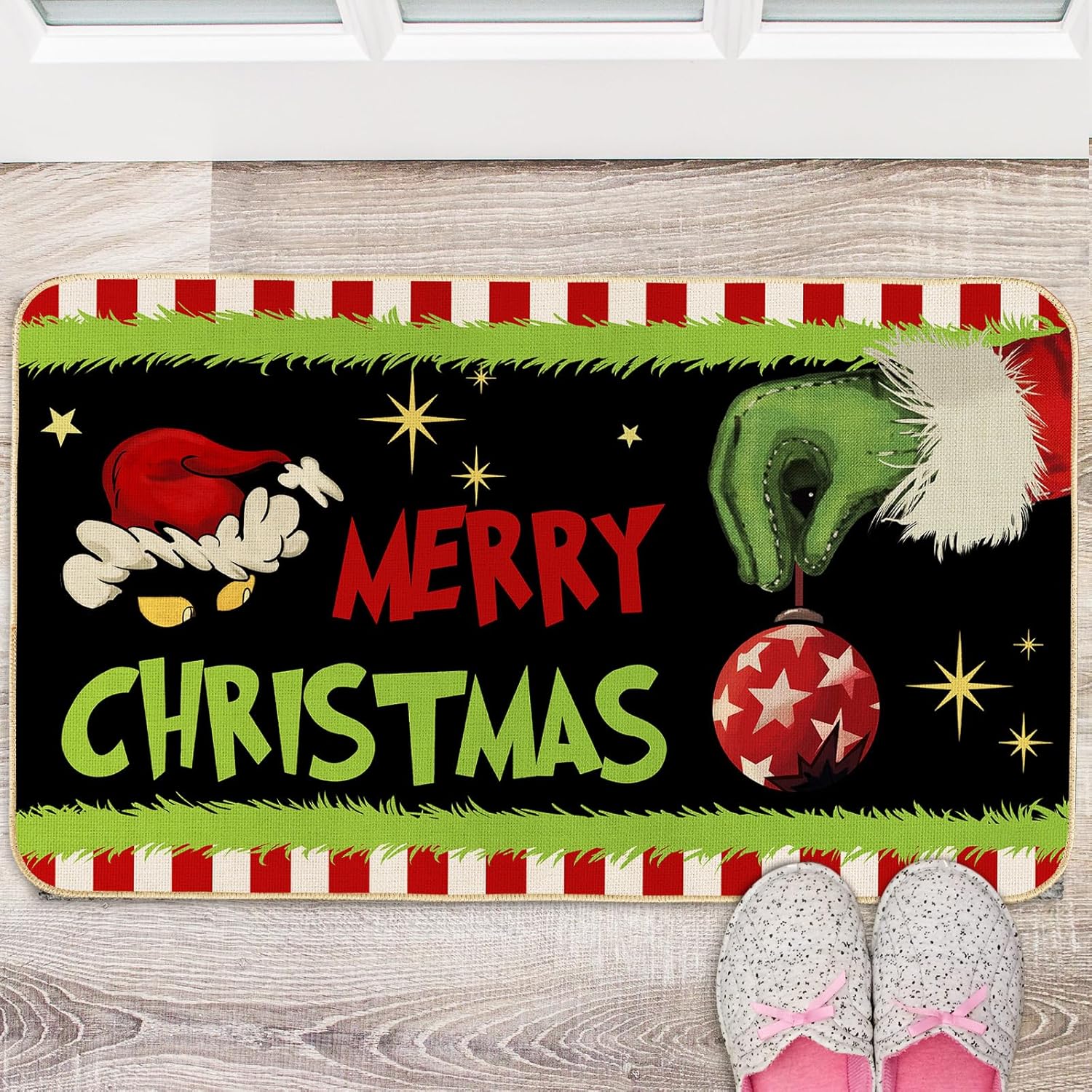 AnyDesign – Tapete de feliz Navidad, divertido personaje de dibujos animados, antideslizante, para puerta delantera, interior y exterior, cocina,