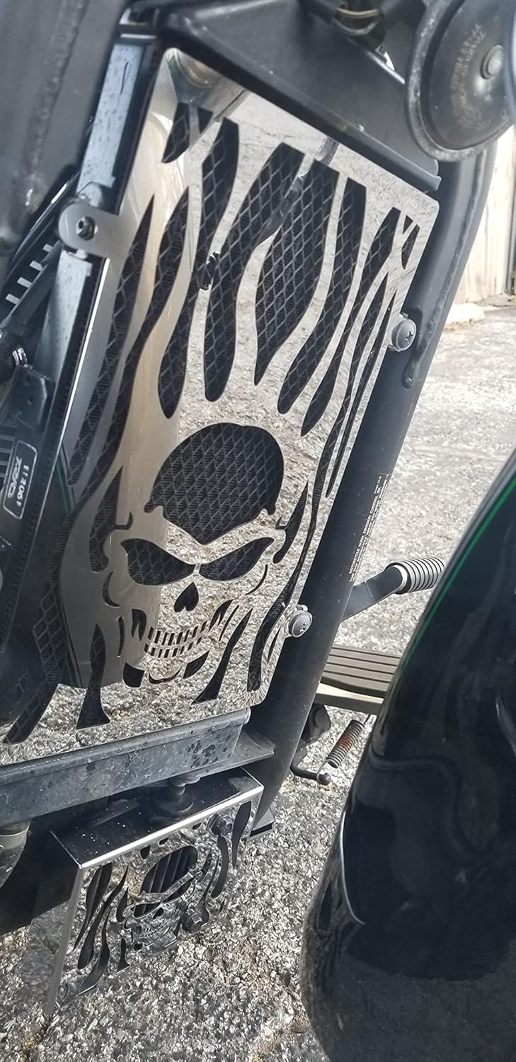 SKULLFIRE – Cubierta de radiador para motocicleta, protector de parrilla para parrilla, protector de refrigerador, compatible con Kawasaki Vulcan