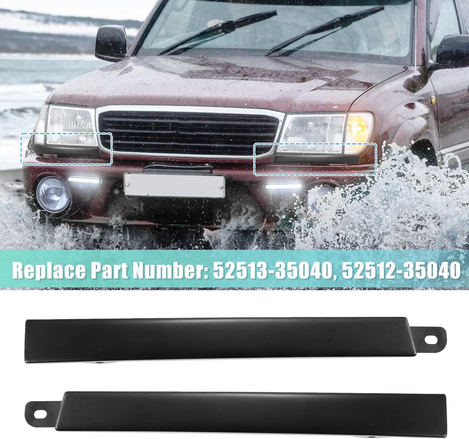 X AUTOHAUX Par de faros delanteros inferiores parachoques rejilla de llenado lado del conductor para Toyota Tacoma 2WD 1997-2000 52513-35040