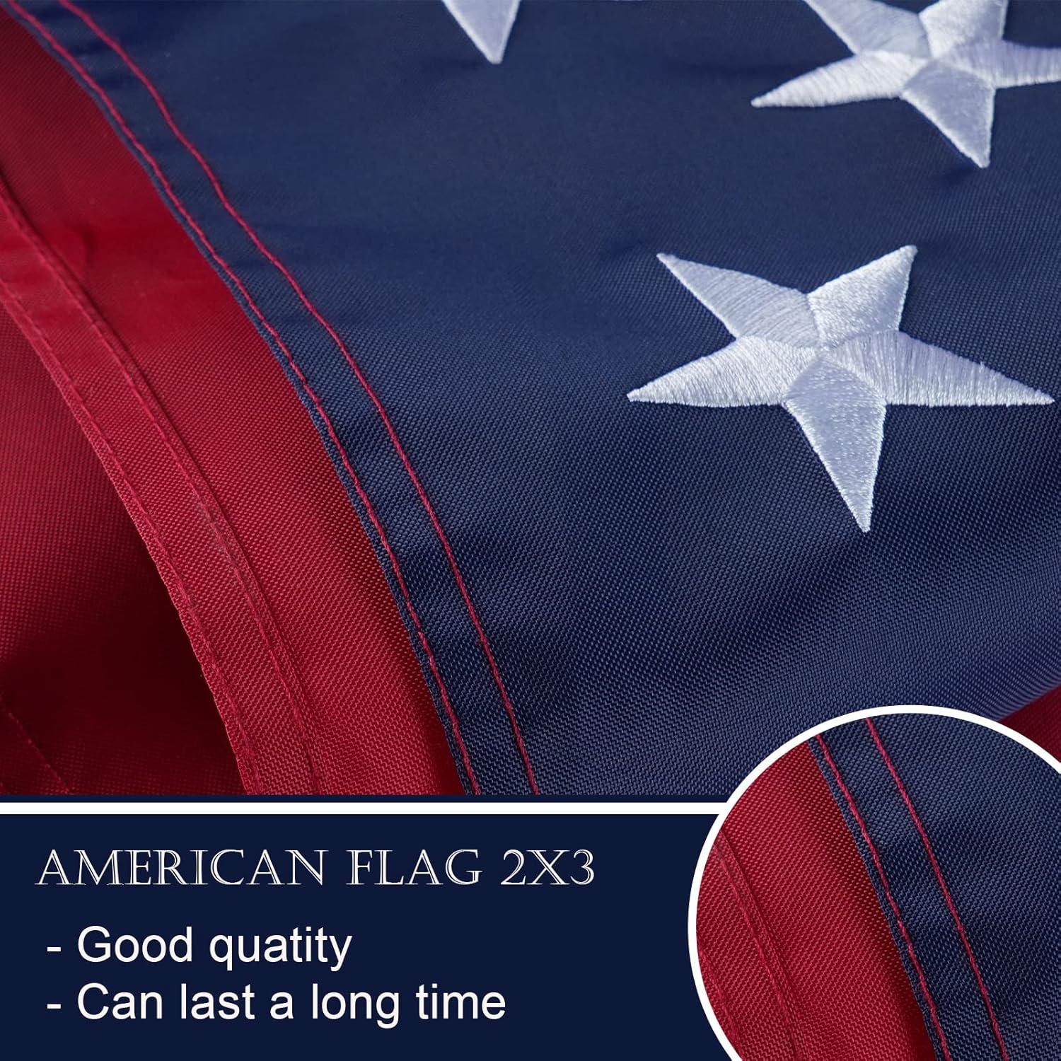 Bradford Bandera estadounidense de 4 x 6 pies para exteriores, fabricada en Estados Unidos, banderas bordadas de Estados Unidos de doble cara