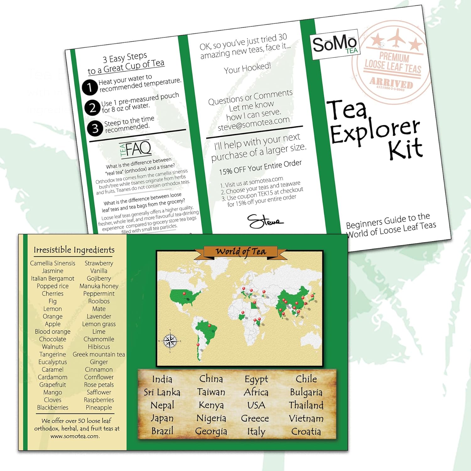 SoMo Tea  Herbal Wellness  Juego de muestras de té de hojas sueltas de 10 sabores surtidos, 30 bolsas individuales de mezclas de té de hierbas,