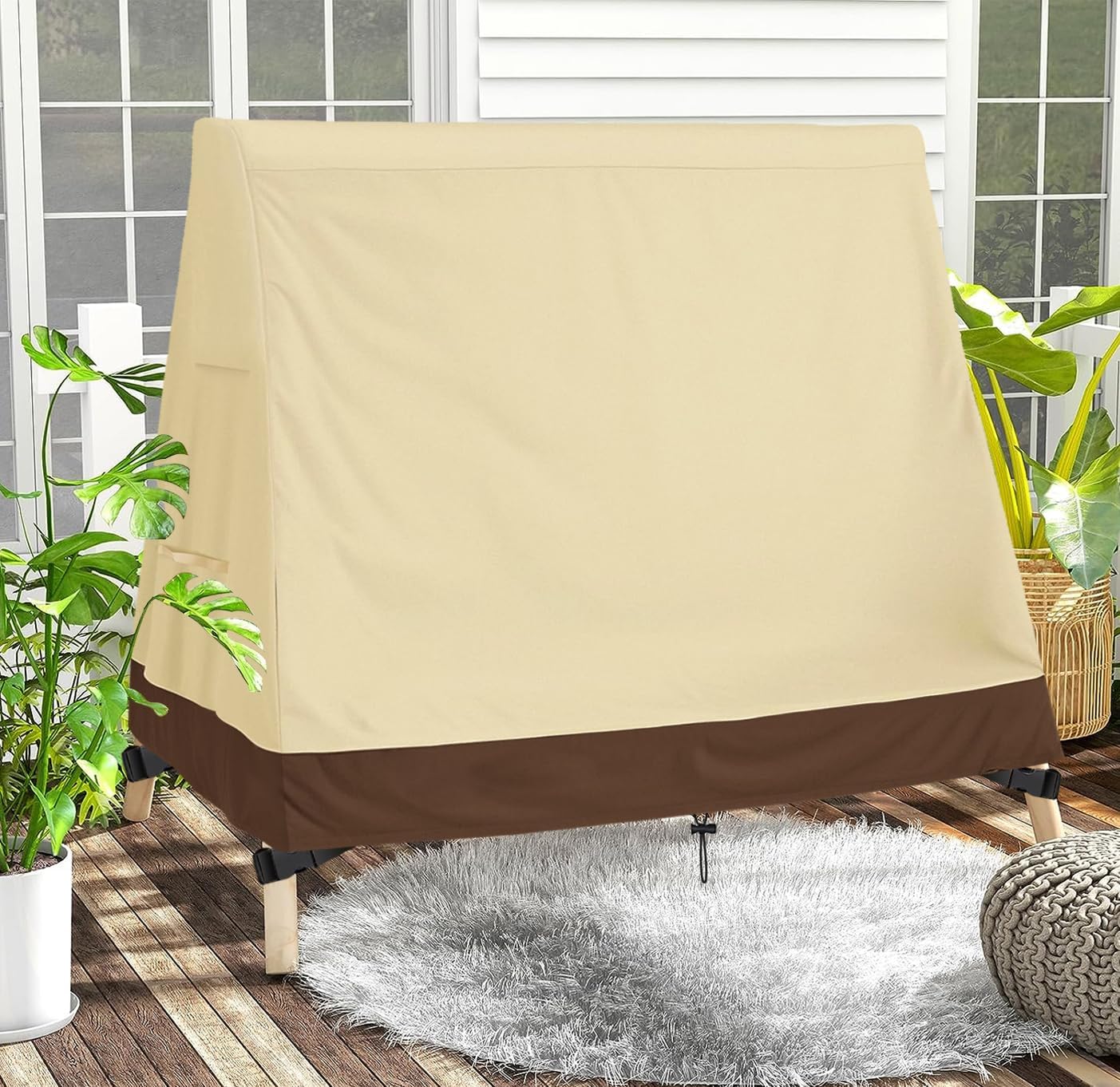HEPOVER Cubierta para columpio de patio, marco en A, 420D, impermeable, 72 x 67 x 55 pulgadas, resistente a los rayos UV, protector para muebles de