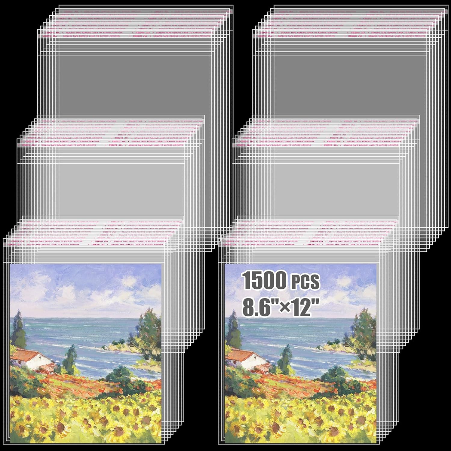 1500 bolsas de polietileno resellables transparentes de 8 x 10 pulgadas para obras de arte, impresiones artísticas, fotos, postales, carteles,