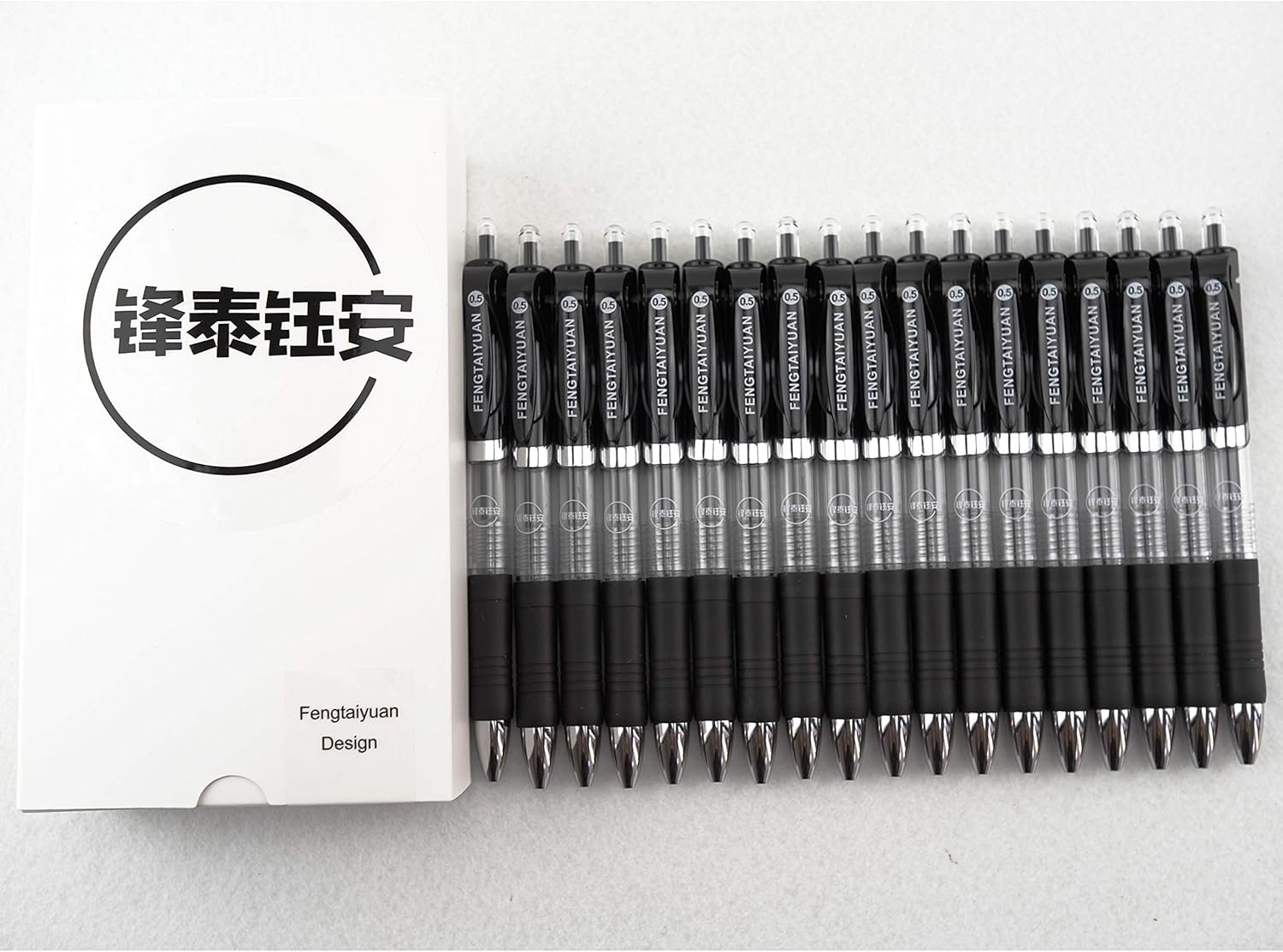 Fengtaiyuan ADP18, bolígrafos de gel retráctiles, 0.020 in, tinta negra, extrafinos, escritura suave, paquete de 18 (ADP18)