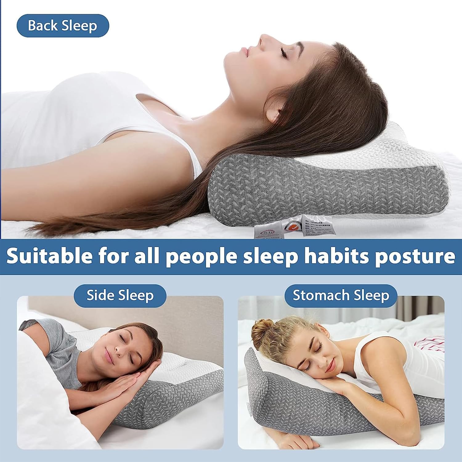 Almohada súper ergonómica, almohada ortopédica cervical ajustable con contorno cervical, almohada de cuello con memoria para dormir, almohada de