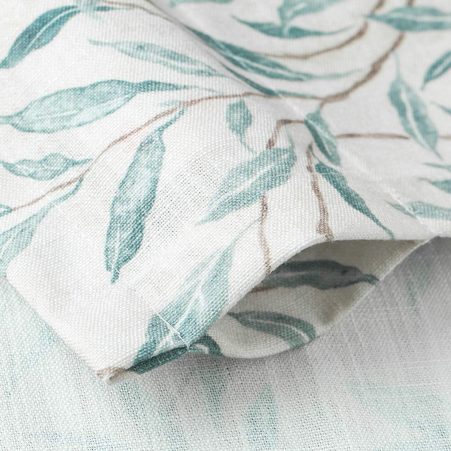 VOGOL Cenefas azules para ventanas, preciosas cortinas de ventana con estampado de hojas, cenefas de cocina con bolsillo para barra, para ventanas,