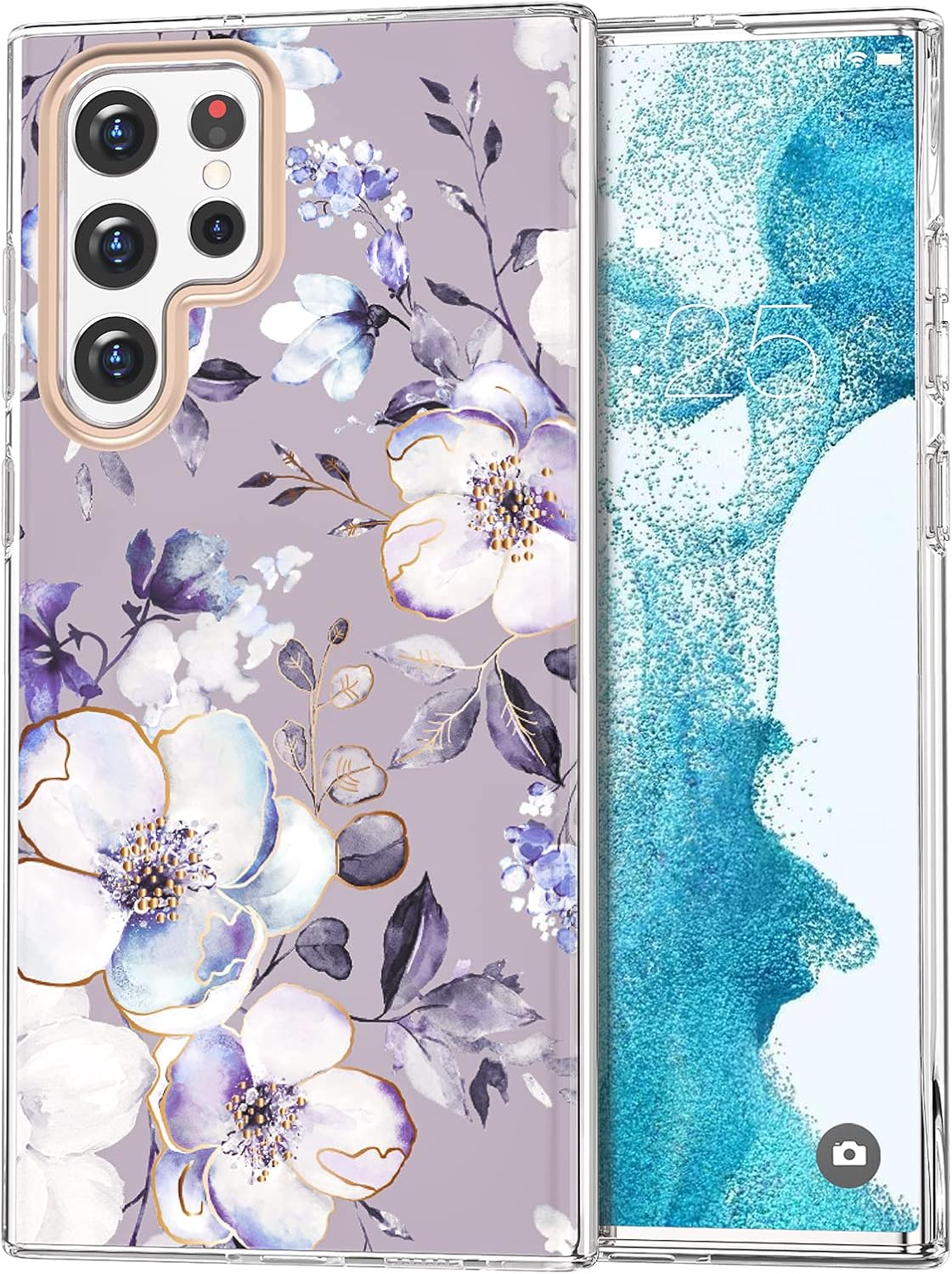 zelaxy Funda de flores compatible con Samsung Galaxy S22 Ultra, patrones de jardín de flores, TPU suave y flexible, a prueba de golpes, funda