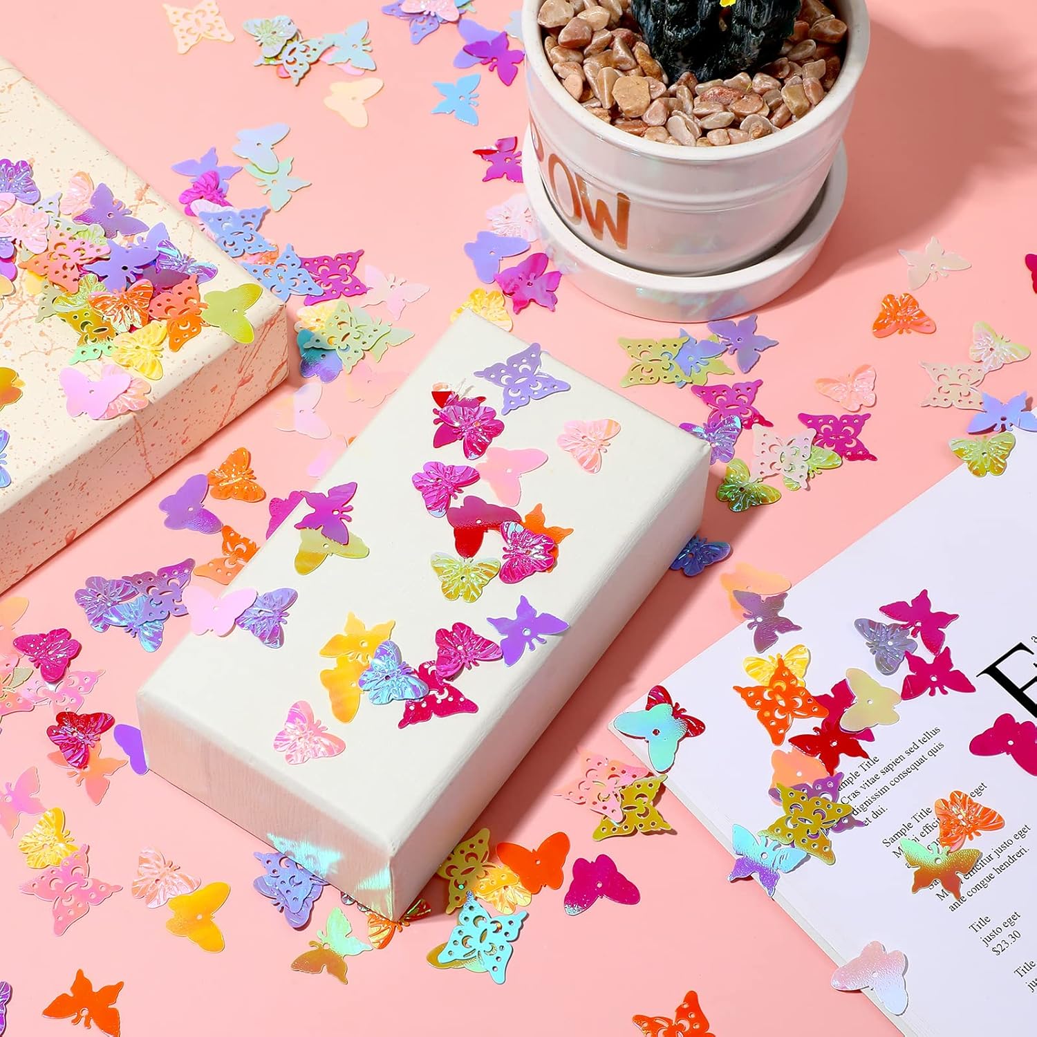 Confeti de mesa de fiesta de mariposa, confeti colorido con purpurina, lentejuelas holográficas, compromiso, despedida de soltera, fiesta del día de