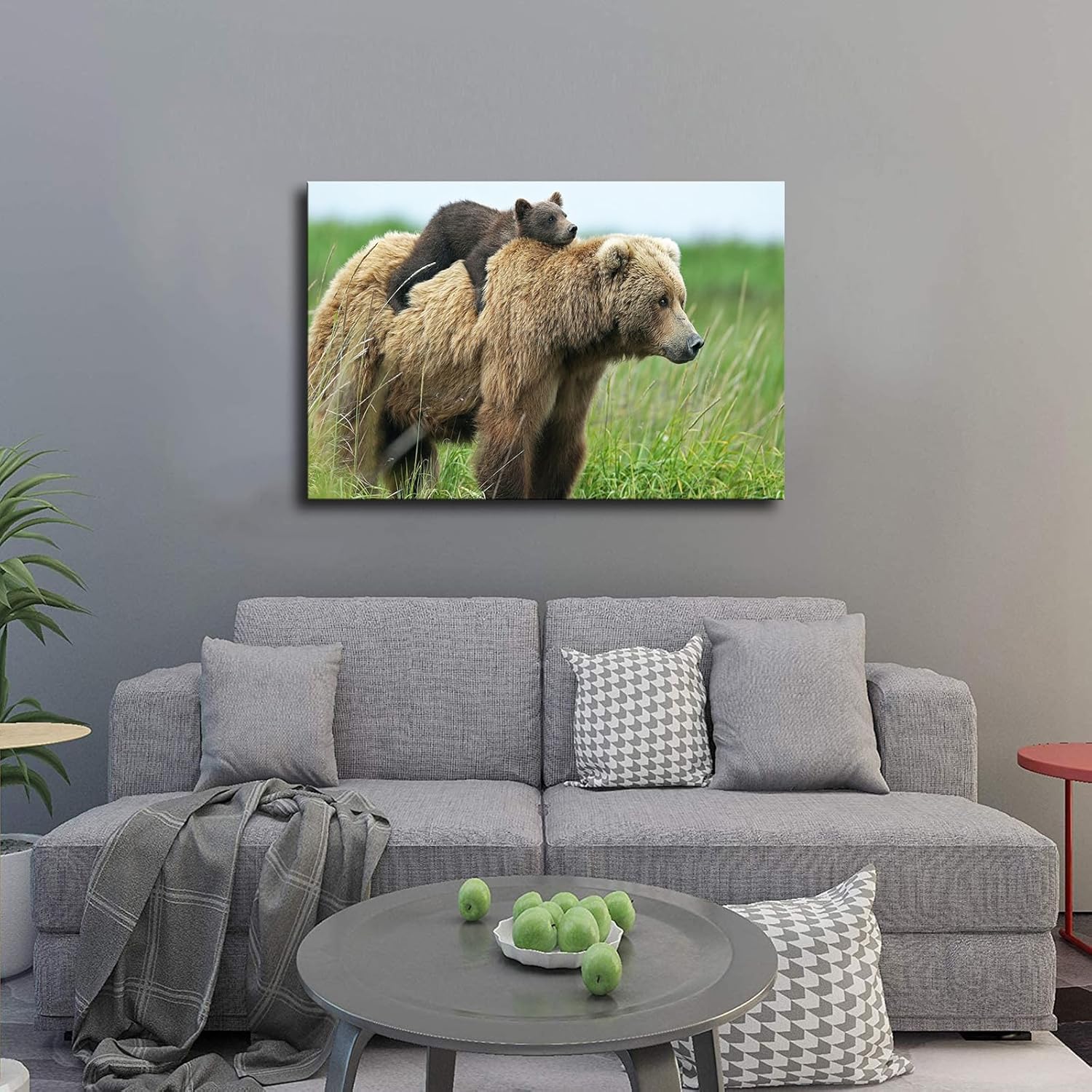 Póster de oso marrón, madre y bebé, oso marrón, familia de animales salvajes, impresión en lienzo, obras de arte estéticas, regalos para dormitorio,