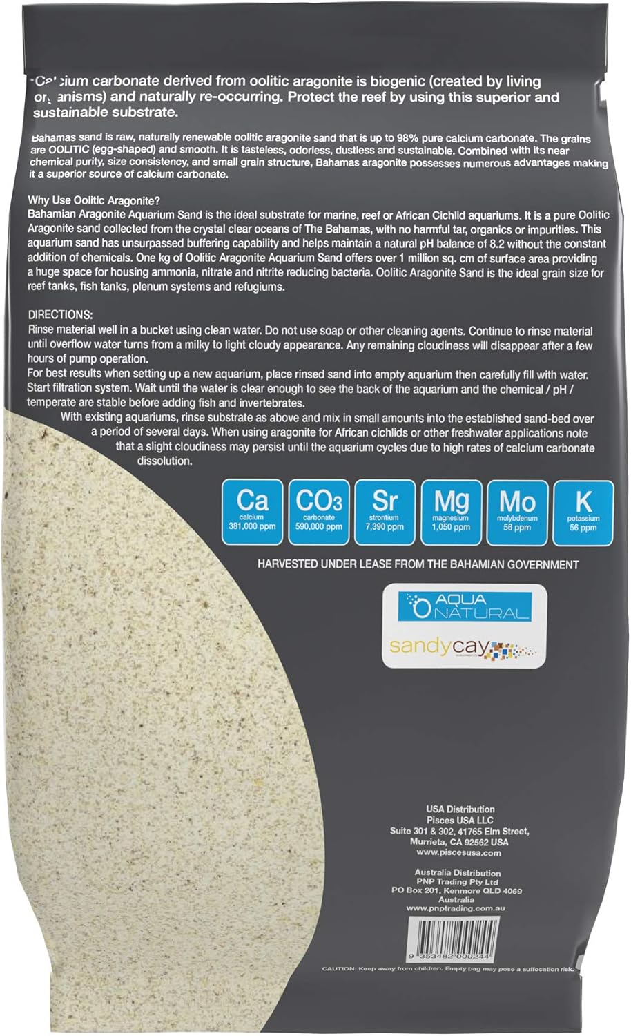 Aqua Natural Arena de acuario Oolitic Aragonite de 10 libras para tanques y acuarios de arrecife, agua salada y marina