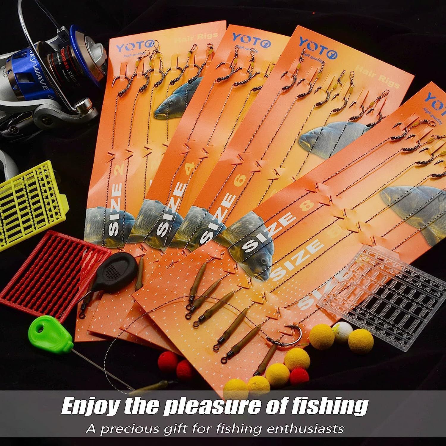 YOTO Equipo de pesca de carpa, 24 piezas, equipo de pesca de carpa con gancho ancho de hueco, kit de pesca de carpa con accesorios de carpa, 24