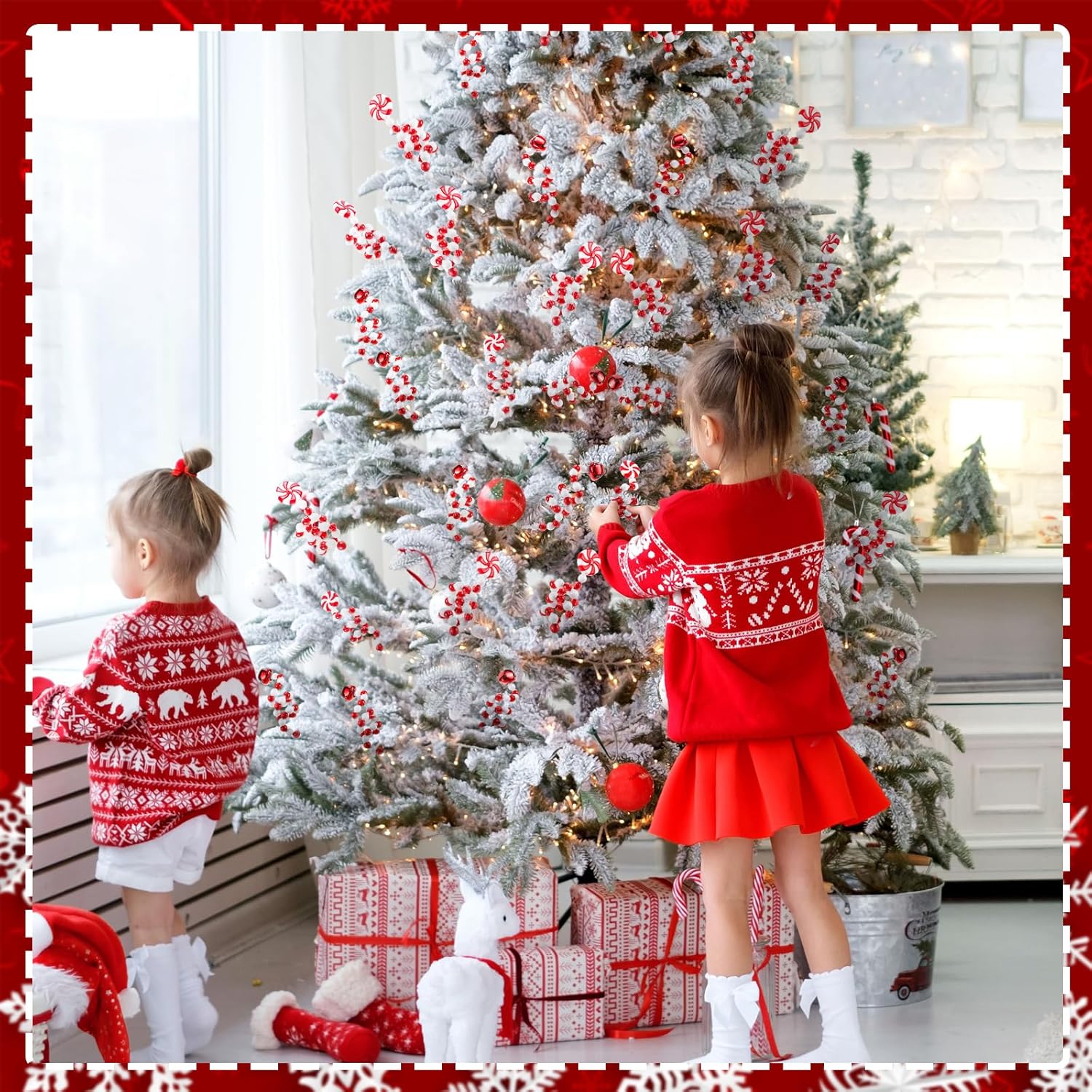 Bencailor 30 piezas de 8.66 pulgadas para árbol de Navidad de 8.66 pulgadas, decoración de campanas de Navidad, recogida rizada, piruleta roja y