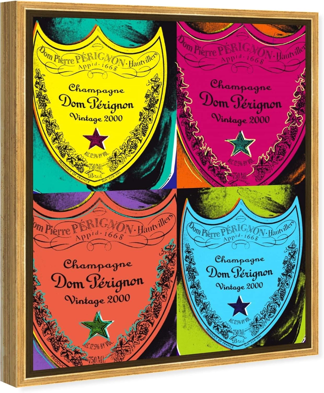 The Oliver Gal Artist Co. Moderno 20.0 x 24.0 pulgadas, Pop Art Champagne, lienzo decorativo para pared, sala de estar Warholesque Dom P, rosa