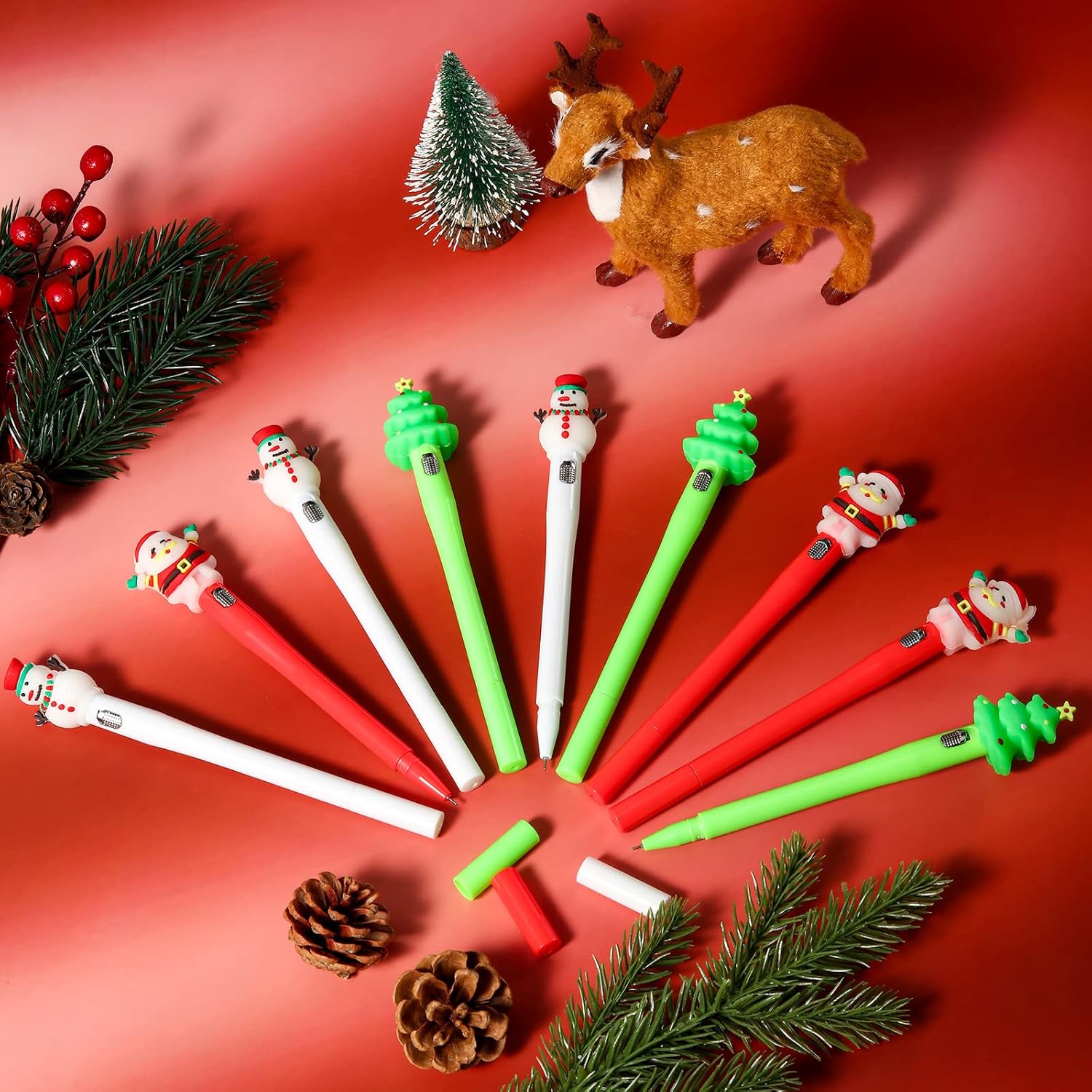 Meanplan 36 bolígrafos LED de Navidad, bolígrafo de escritura con luz para estudiantes, bolígrafo ligero y divertido para Navidad, decoración del