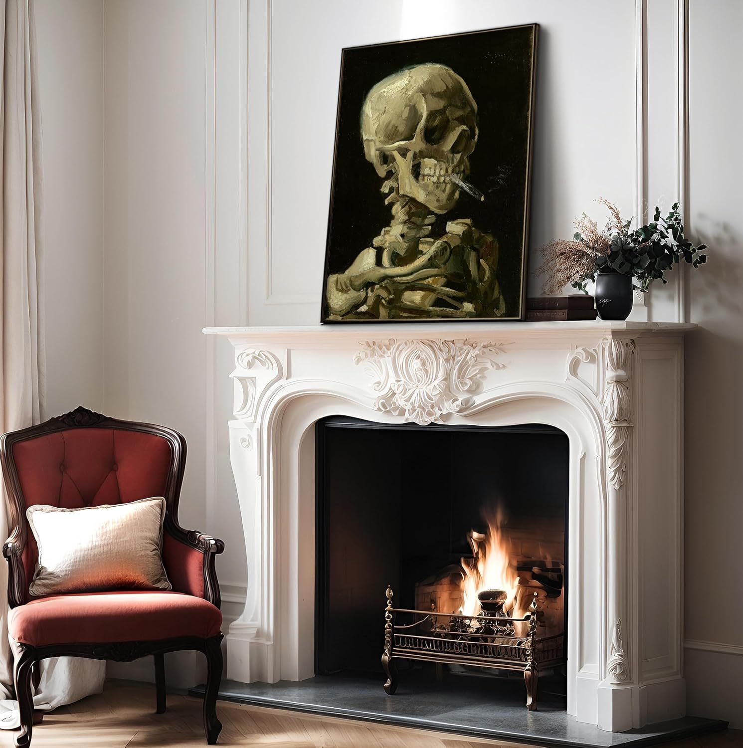 Poster Master Póster de Vincent Van Gogh, calavera de un esqueleto, arte de pared vintage sin marco de 8 x 10 pulgadas, regalo único de decoración