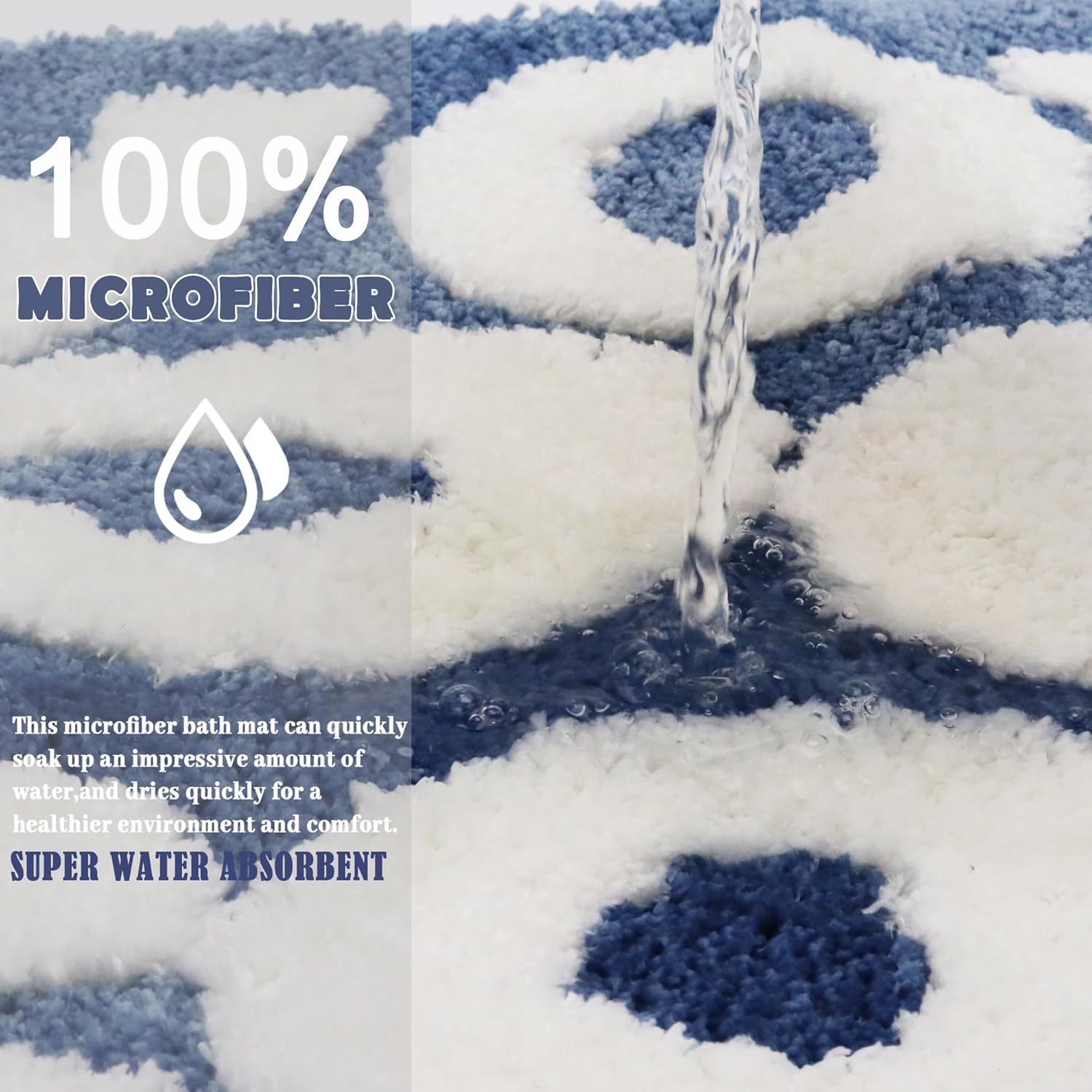 Oturgor Alfombra de baño con texto en inglés “You Look Good”, alfombra de baño azul y blanca, bonita alfombra antideslizante para ducha, absorbente,