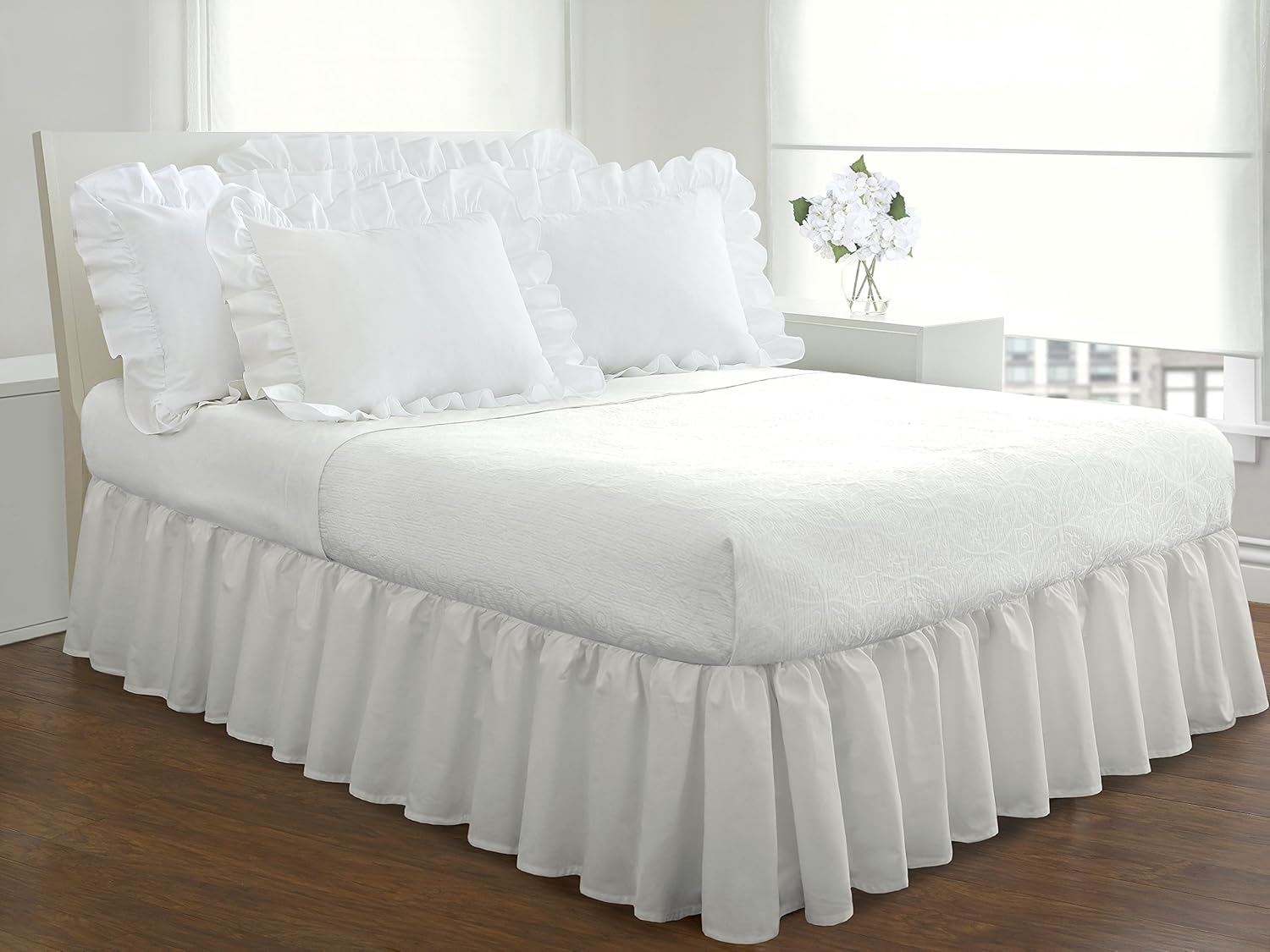 Faldón plisado de popelina para cama tamaño California King, de Fresh Ideas