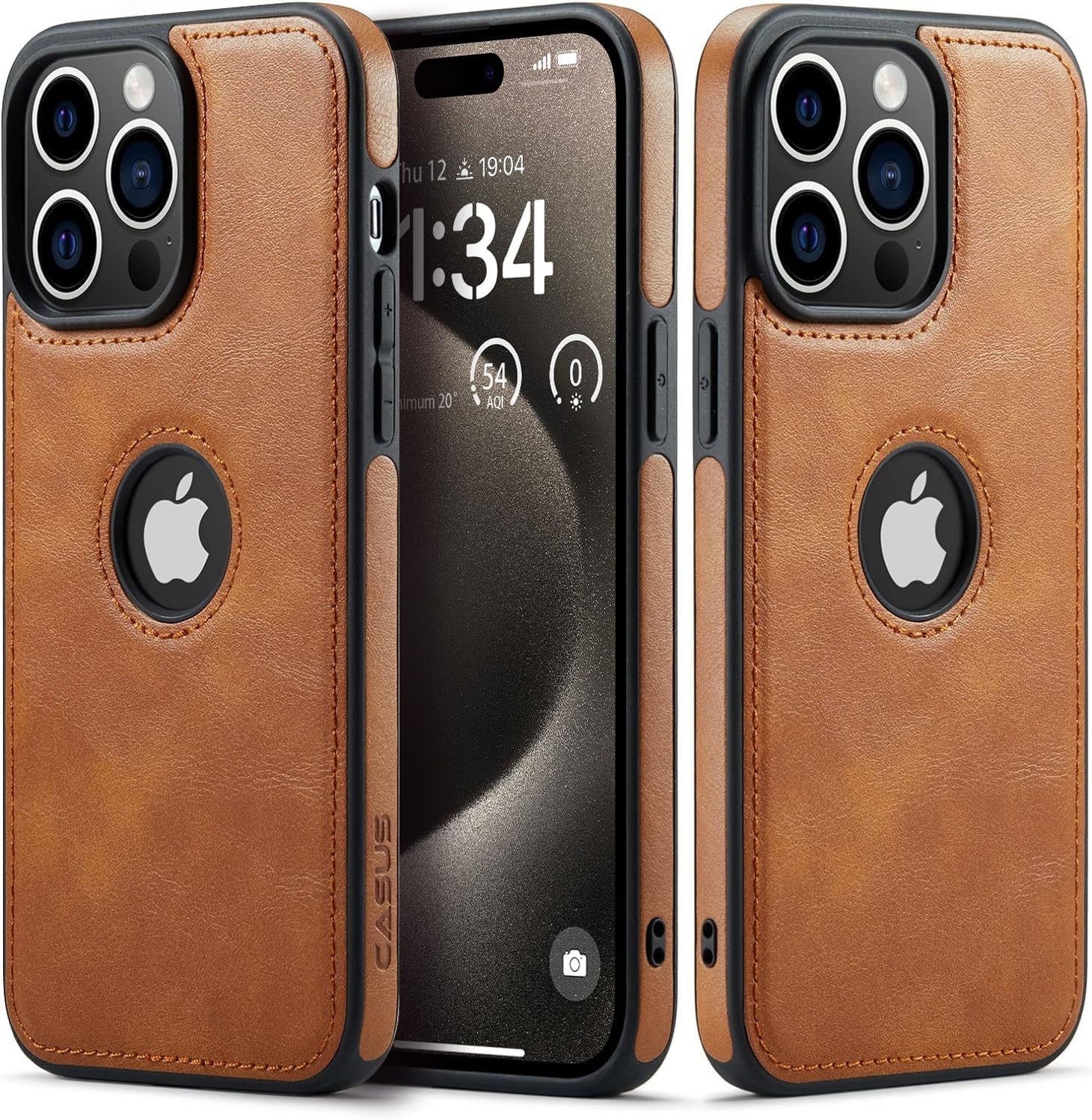 Casus – Funda de cuero vegano diseñada para iPhone 15 Pro, diseño delgado, diseño clásico, elegante, delgada funda protectora (2023) de 6.1 pulgadas