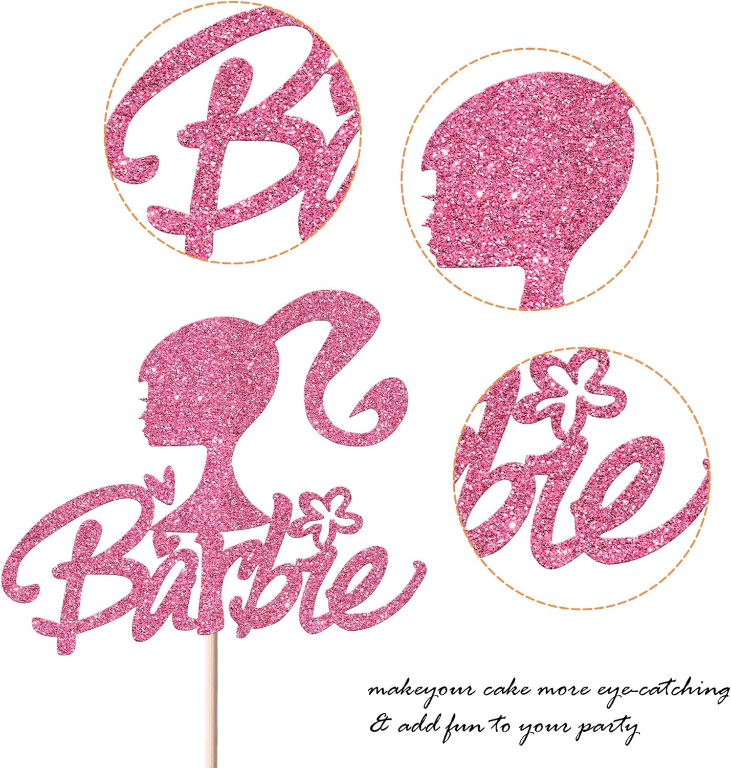1 paquete de decoración de pastel de princesa con purpurina rosa para baby shower, despedida de soltera, boda, boda, temática de princesa, fiesta de