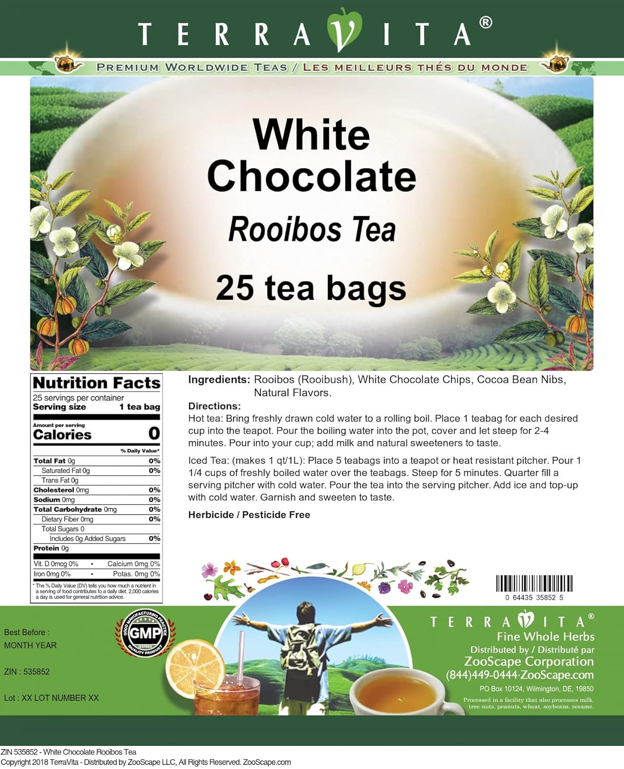 Té Rooibos Chocolate Blanco (25 bolsitas de té, ZIN 535852)