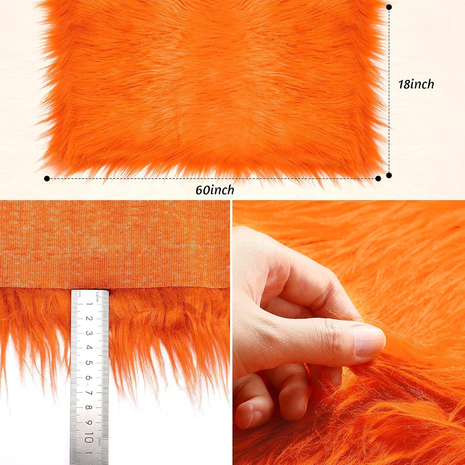 Tela de piel sintética para Navidad, esponjosa, para manualidades, parche de felpa sintética para coser, cortes de piel para bricolaje, Halloween,